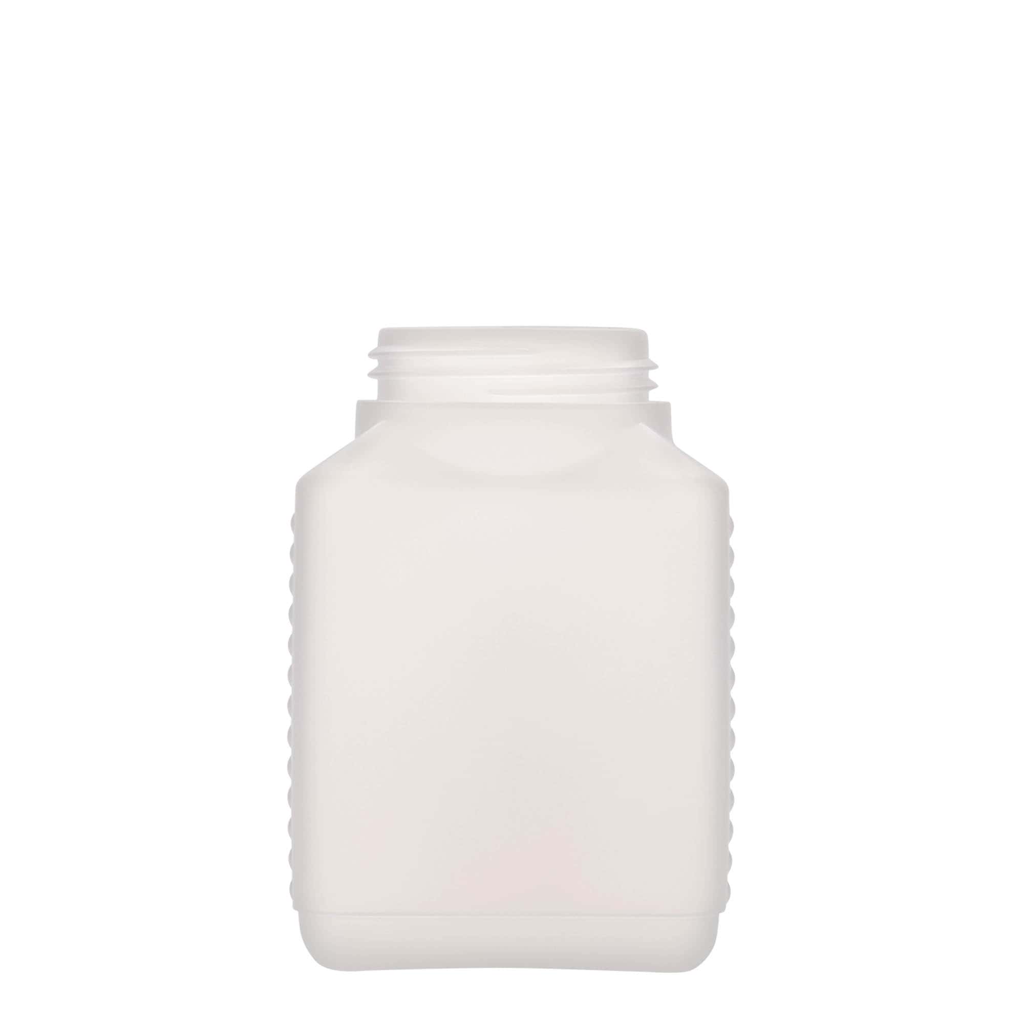 500 ml bredhalsflaske, rektangulær, HDPE-plast, natur, åpning: DIN 60 EPE 500 ml bredhalsflaske, rektangulær, HDPE-plast, natur, åpning: DIN 60 EPE