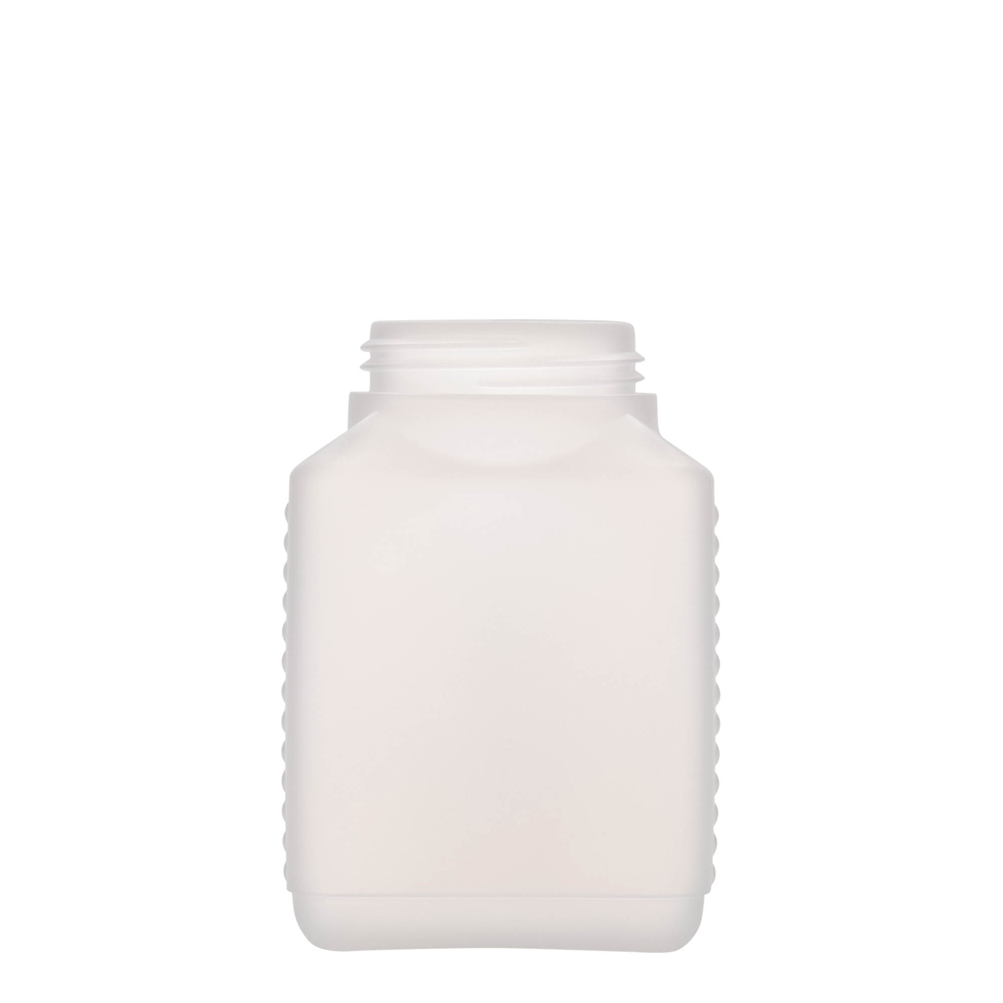 500 ml bredhalsflaske, rektangulær, HDPE-plast, natur, åpning: DIN 60 EPE 500 ml bredhalsflaske, rektangulær, HDPE-plast, natur, åpning: DIN 60 EPE