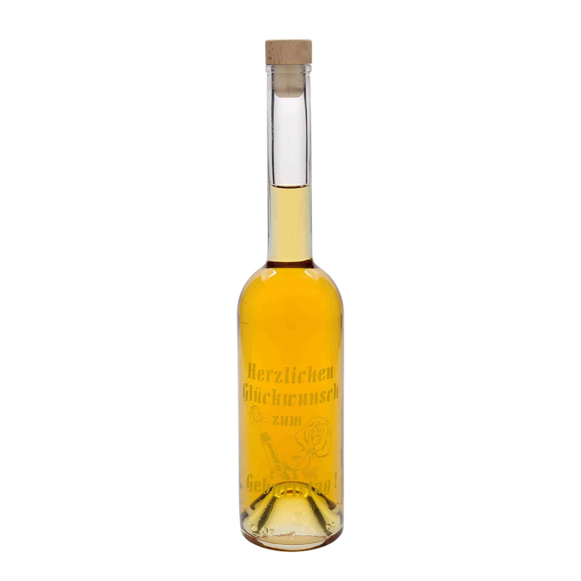 500 ml glassflaske 'Opera', motiv: eple, åpning: kork