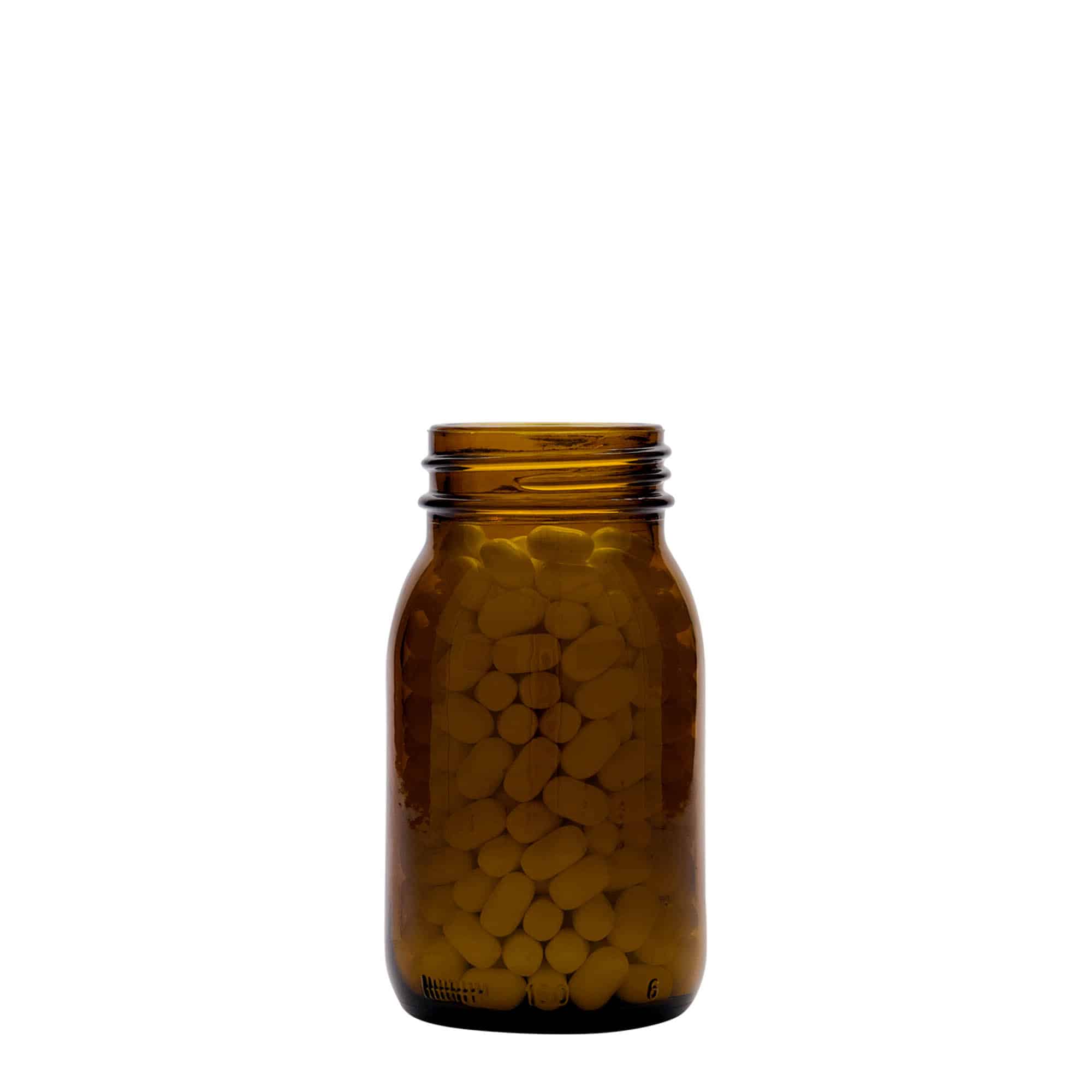 150 ml vidhalset glass, brun, åpning: DIN 45