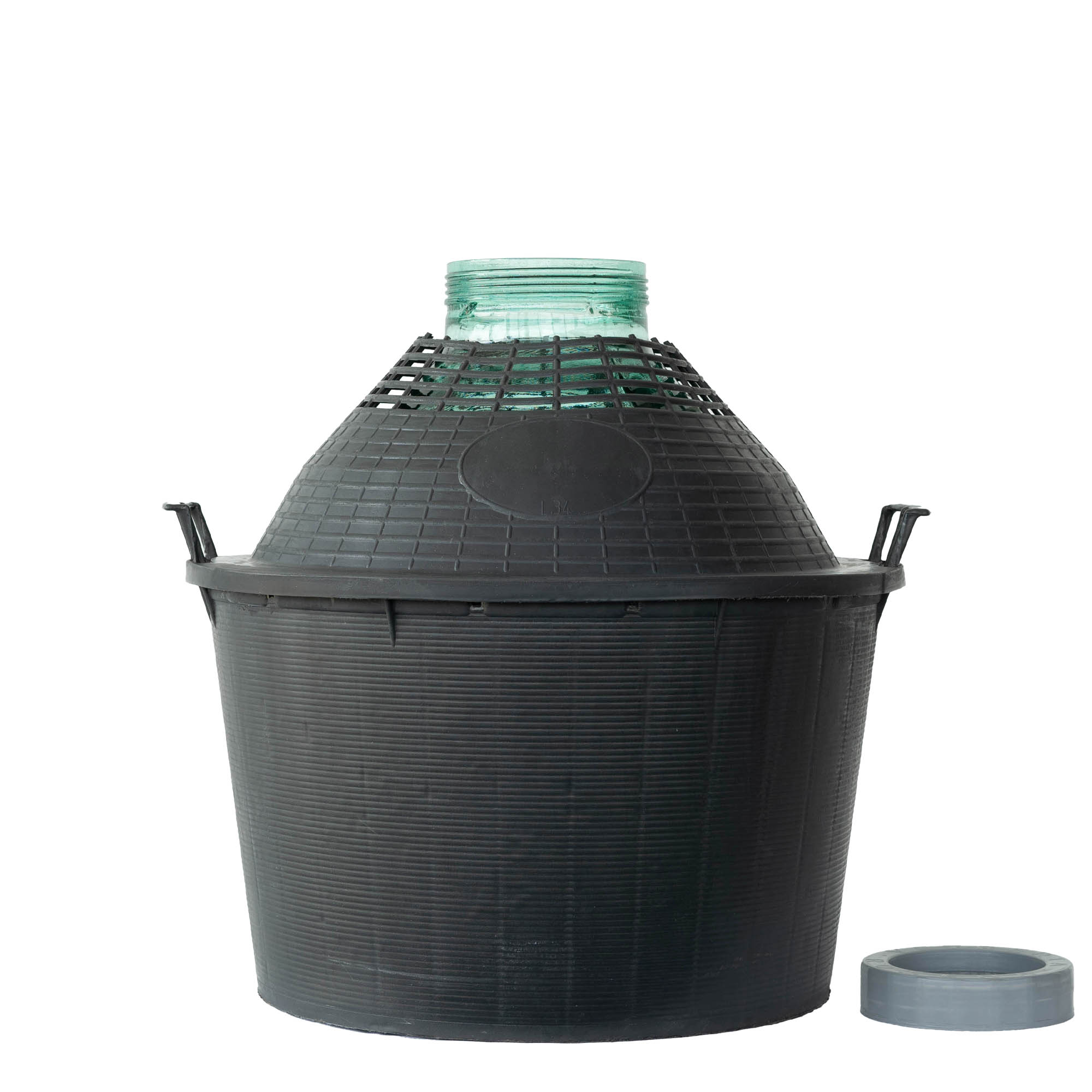 34 l ballongflaske vid hals, glass, åpning: skrukork 34 l ballongflaske vid hals, glass, åpning: skrukork