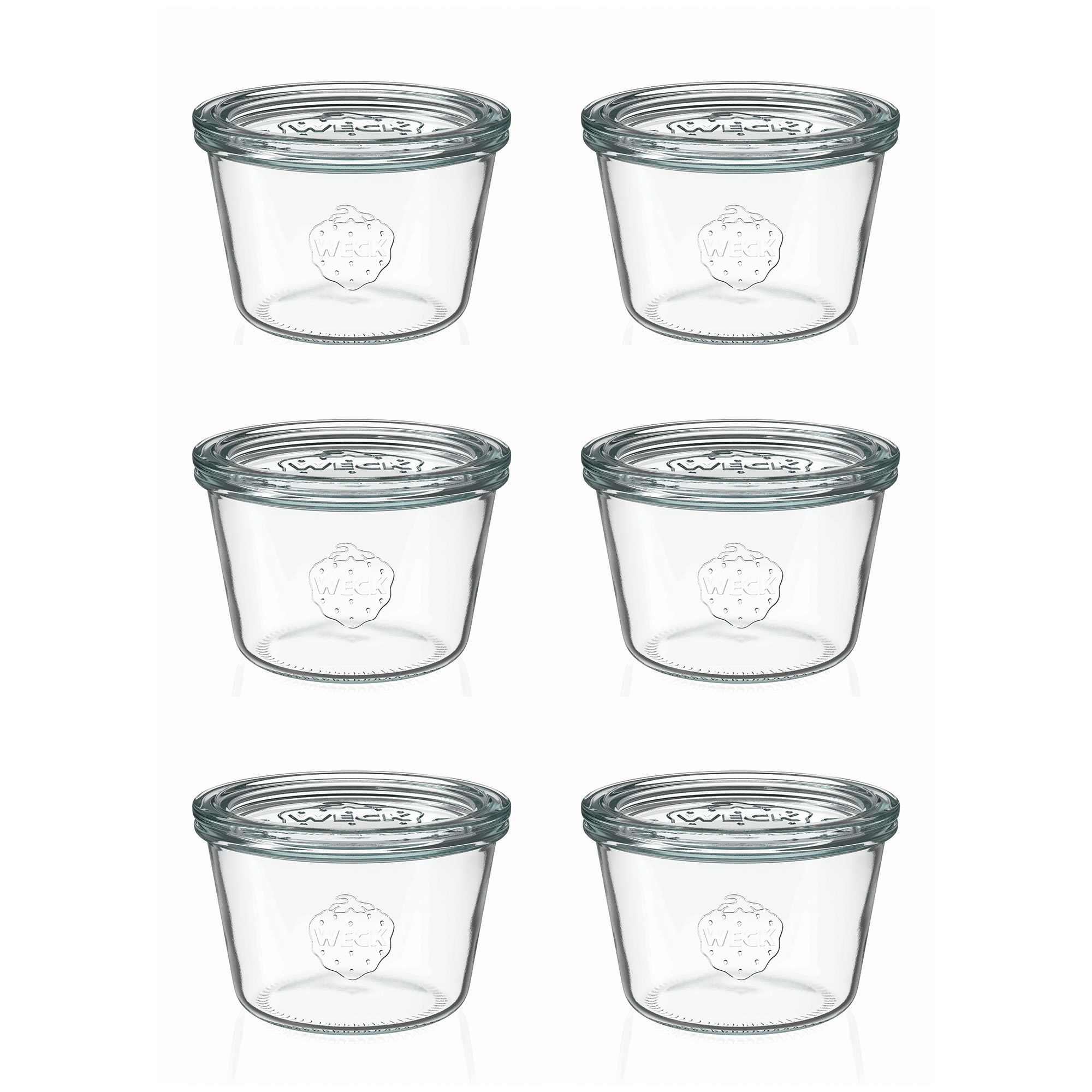 6x 370 ml WECK-sylteglass av terrintype med glasslokk RR 100