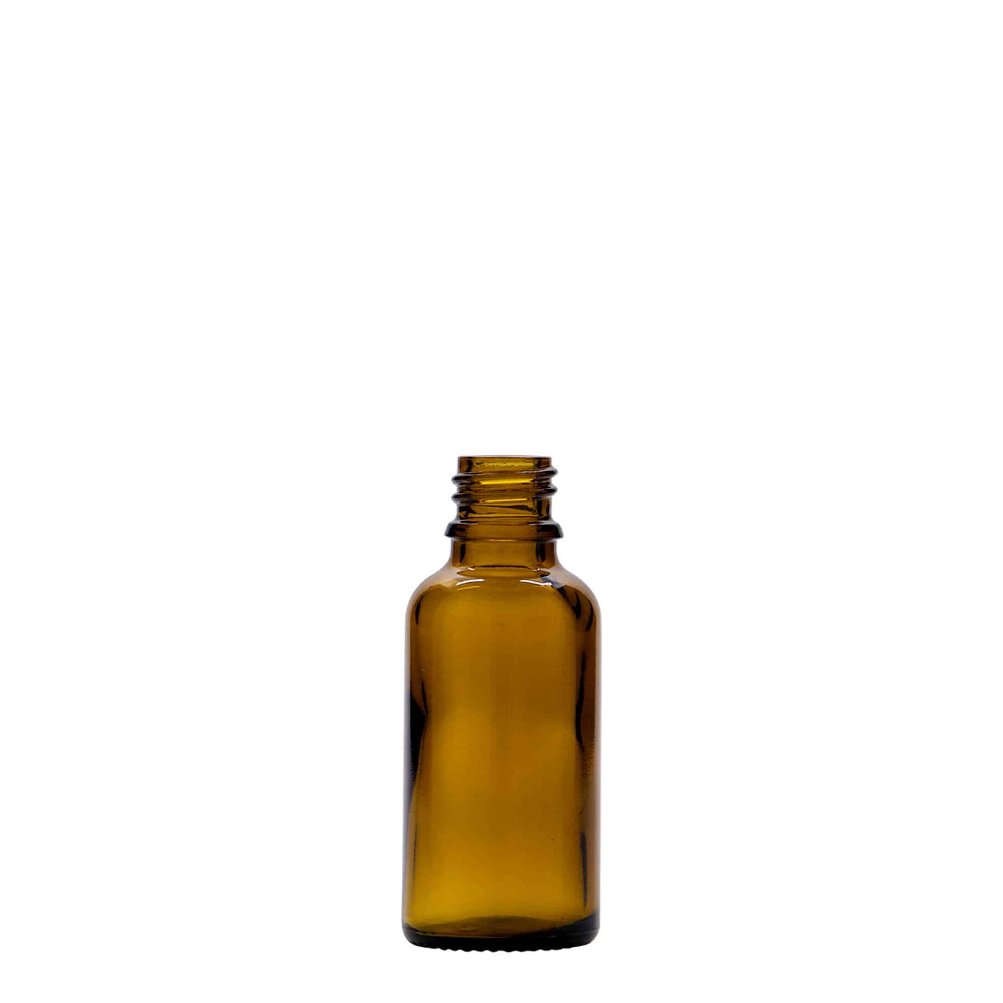 30 ml medisinsk flaske, glass, brun, åpning: DIN 18