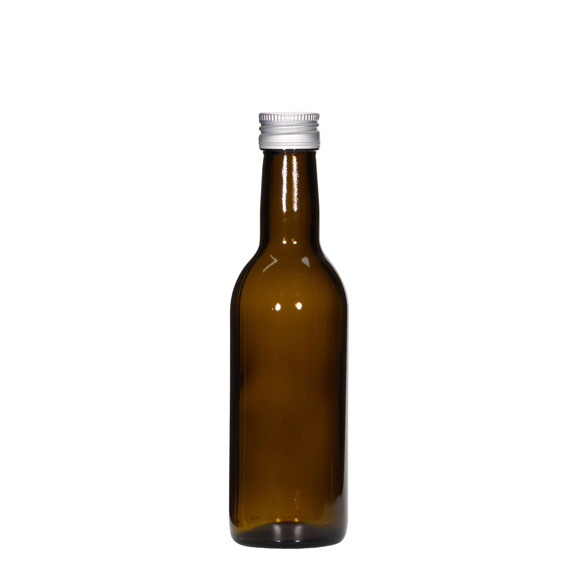 250 ml glassflaske 'Bordeaux', antikkgrønn, åpning: PP 28