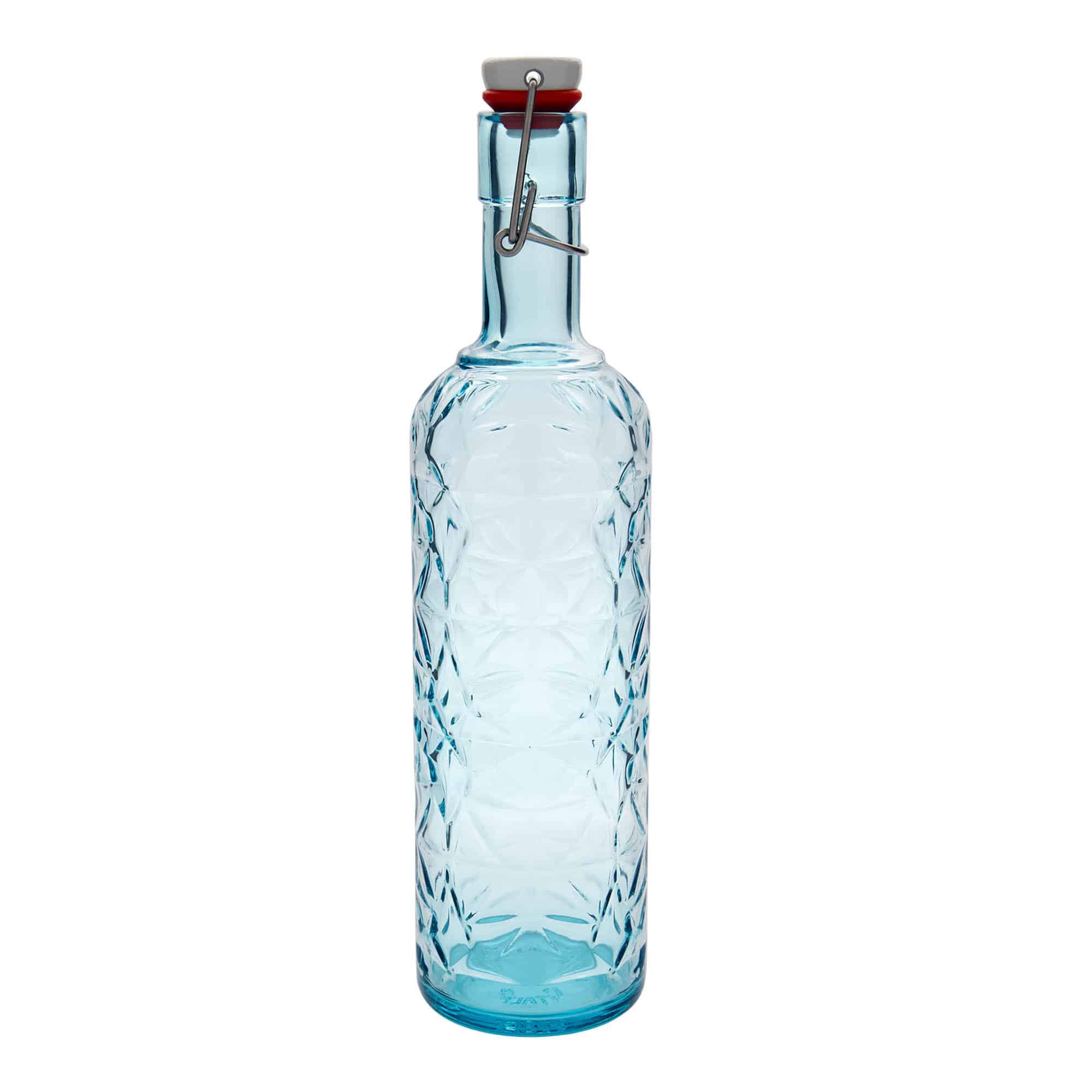 1000 ml glassflaske "Oriente", asurblå, åpning: Bøylelokk