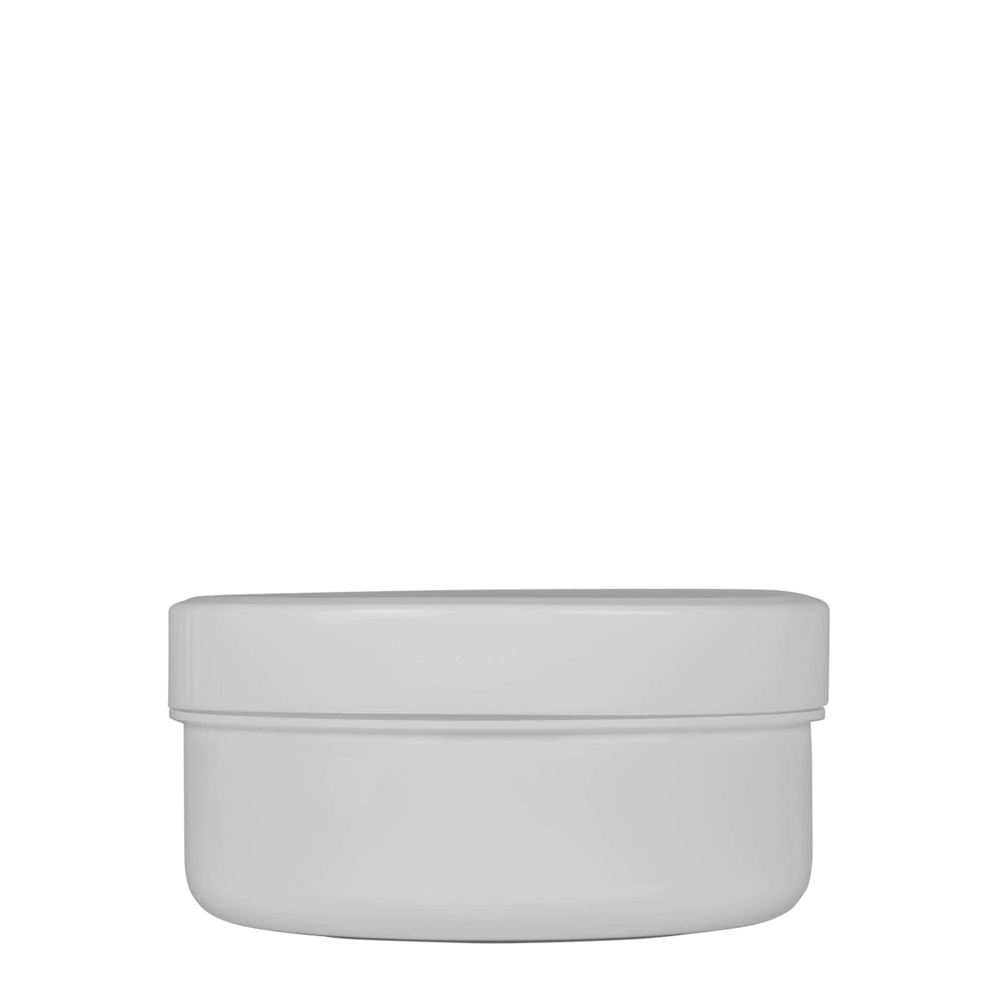 250 ml plastboks "White Line", PP, hvit, åpning: Skrulokk