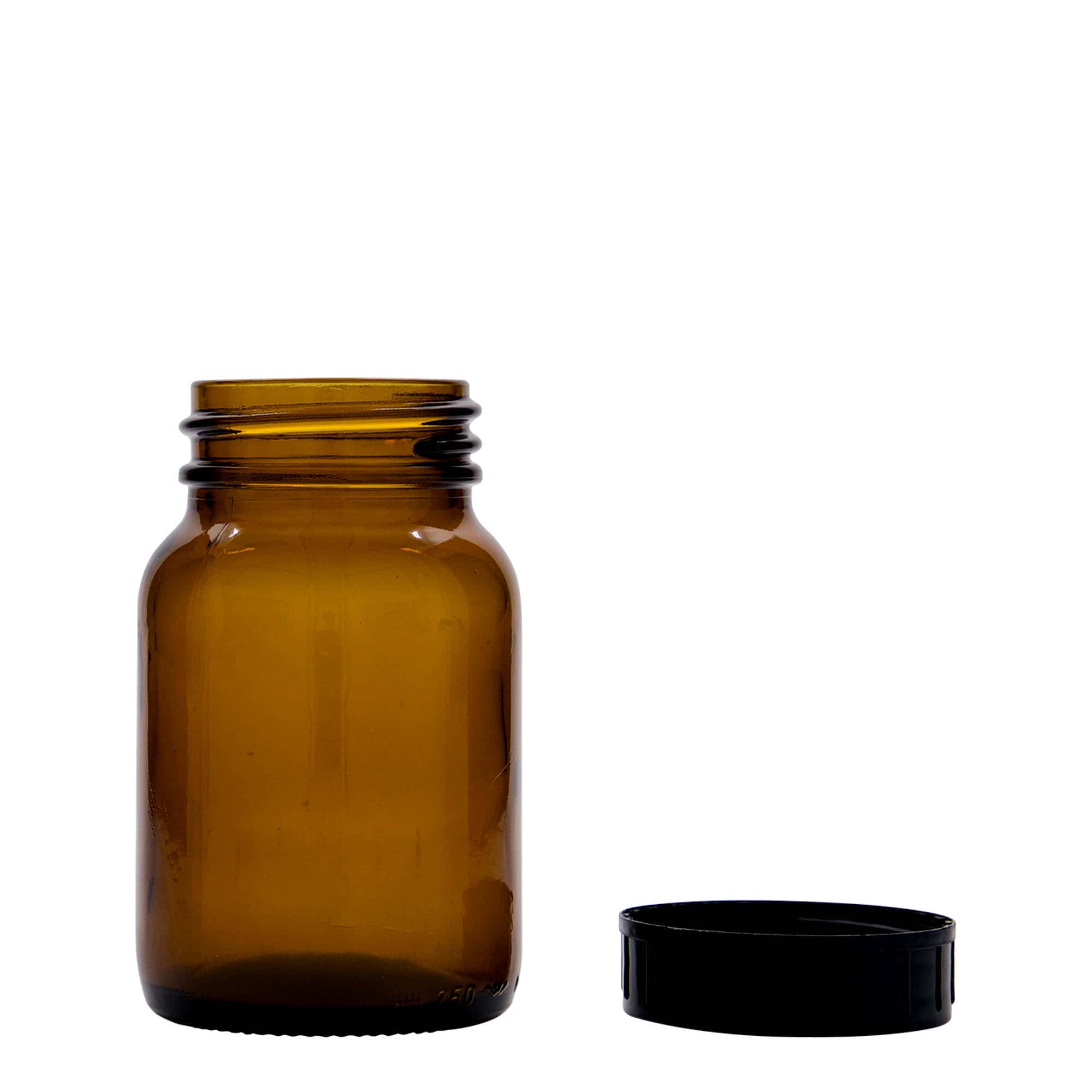 250 ml bredhalsglass, brunt, åpning: DIN 55