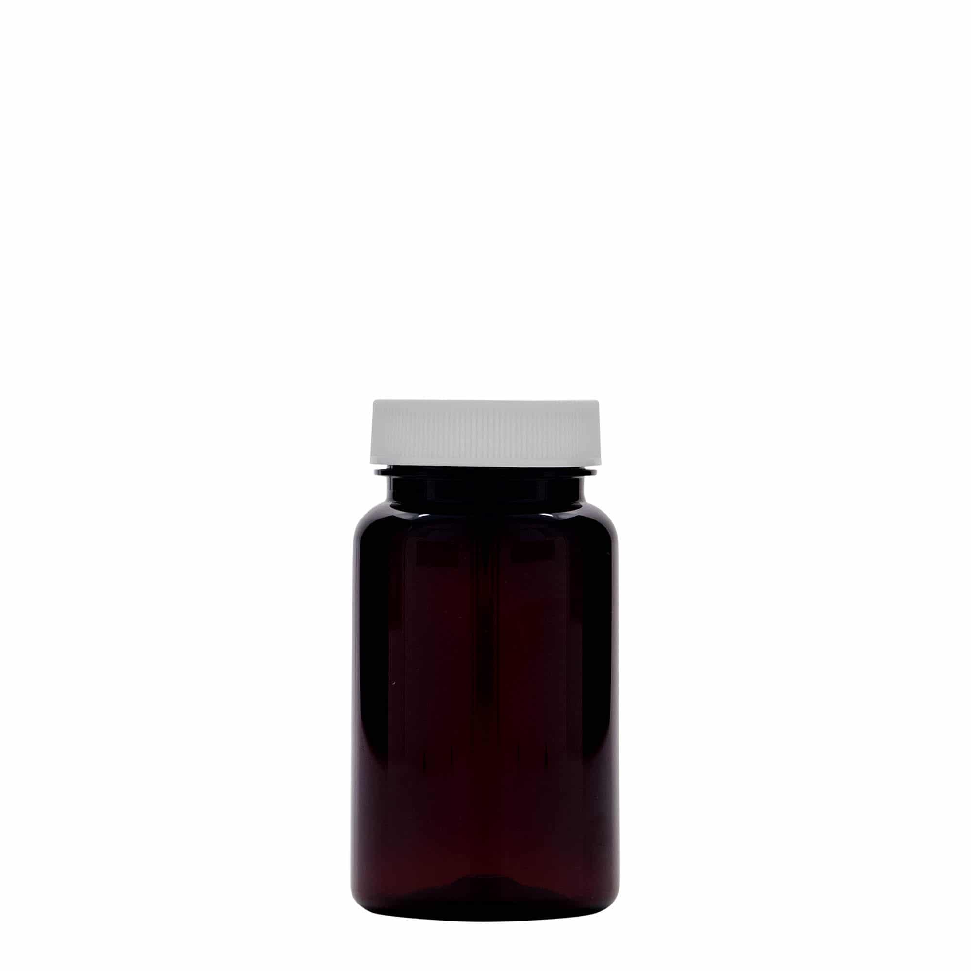 100 ml PET-packer, plast, brun, åpning: GPI 38/400