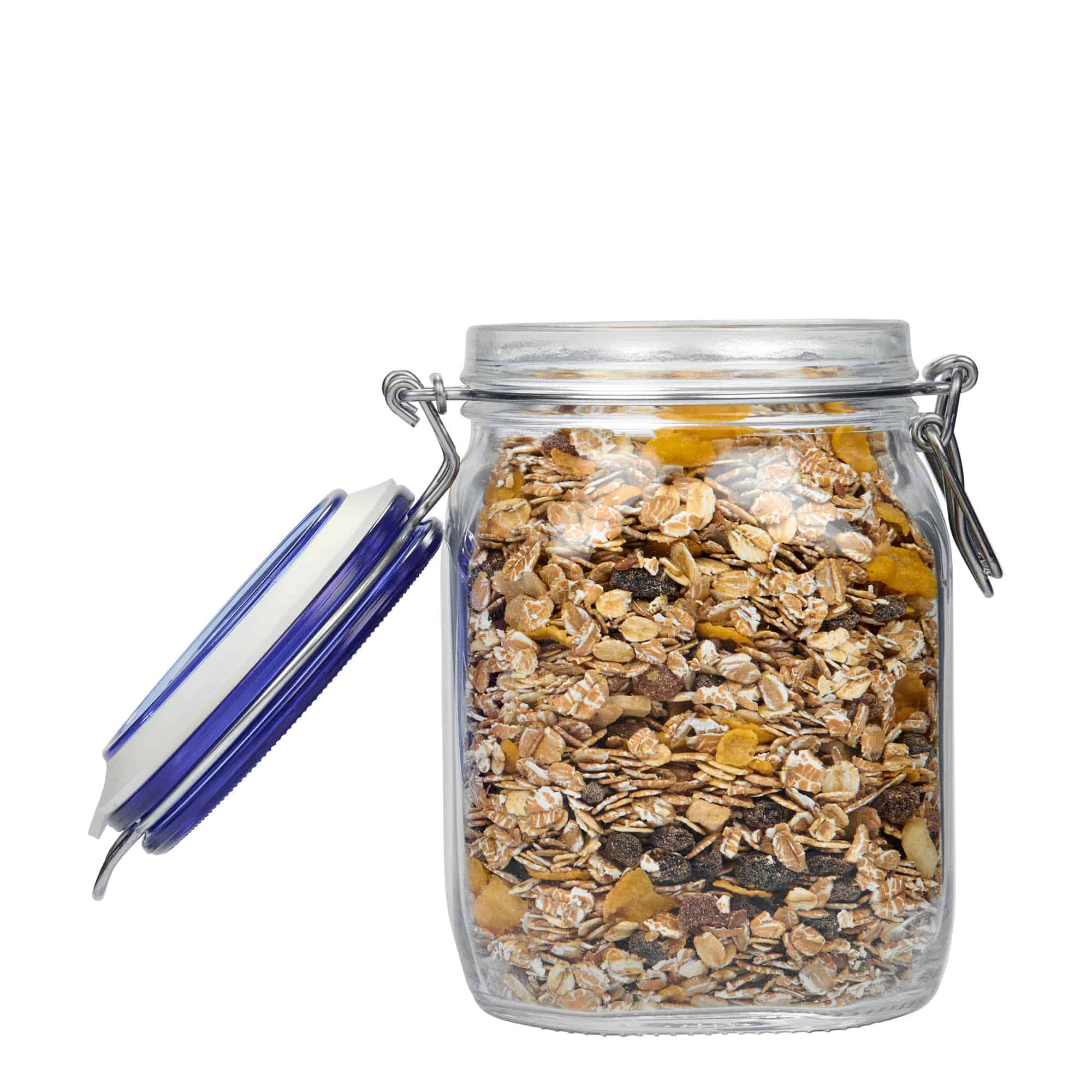 1.000 ml trådspenneglass 'Fido' blått lokk, firkantet, åpning: trådspenne-lukking 1.000 ml trådspenneglass 'Fido' blått lokk, firkantet, åpning: trådspenne-lukking