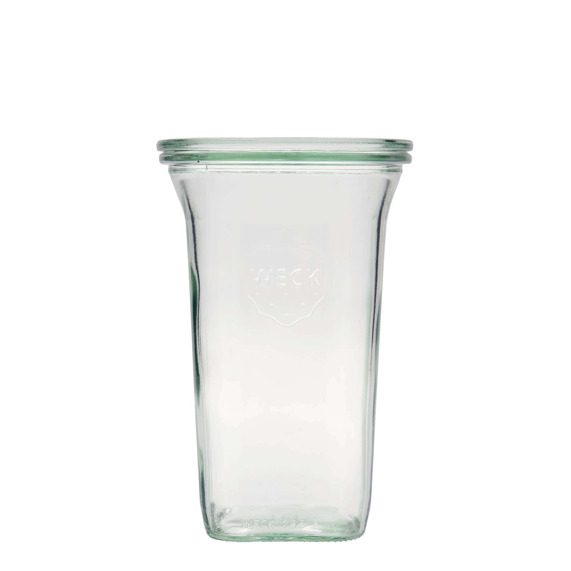 795 ml WECK-quadroglass, kvadratisk, åpning: rund kant 795 ml WECK-quadroglass, kvadratisk, åpning: rund kant