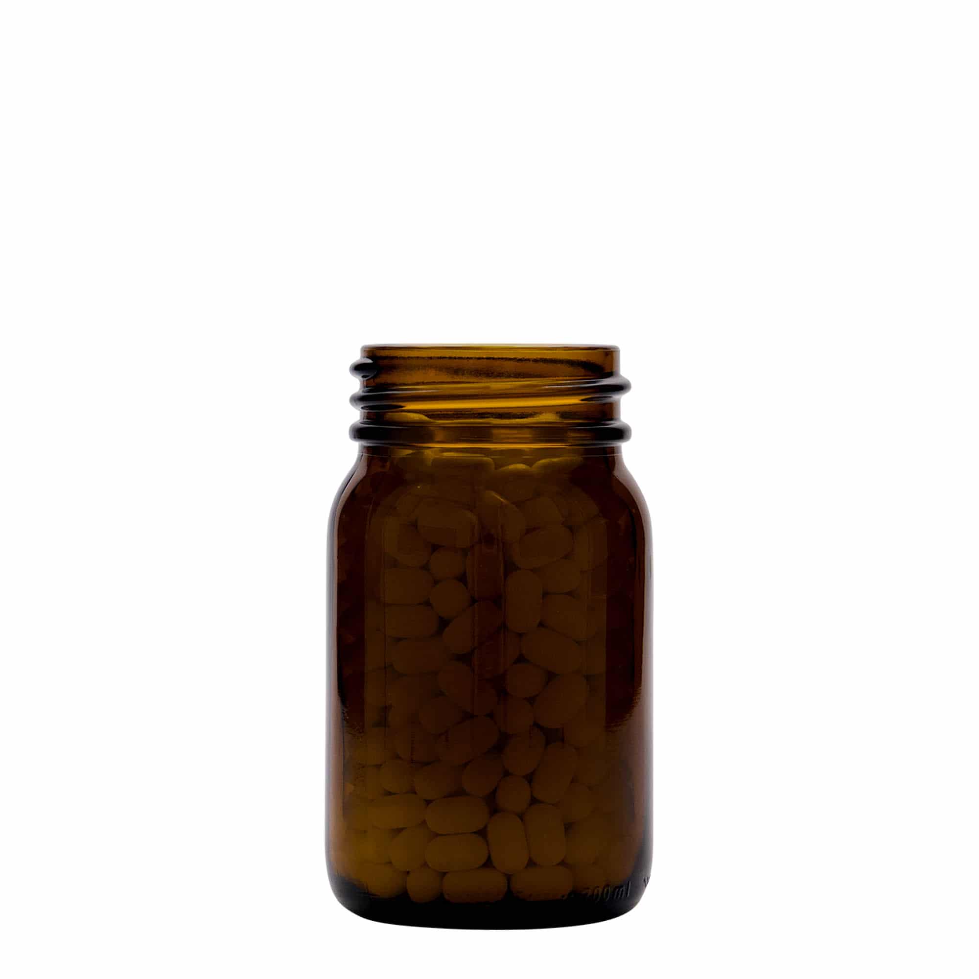 200 ml vidhalset glass, brun, åpning: DIN 55