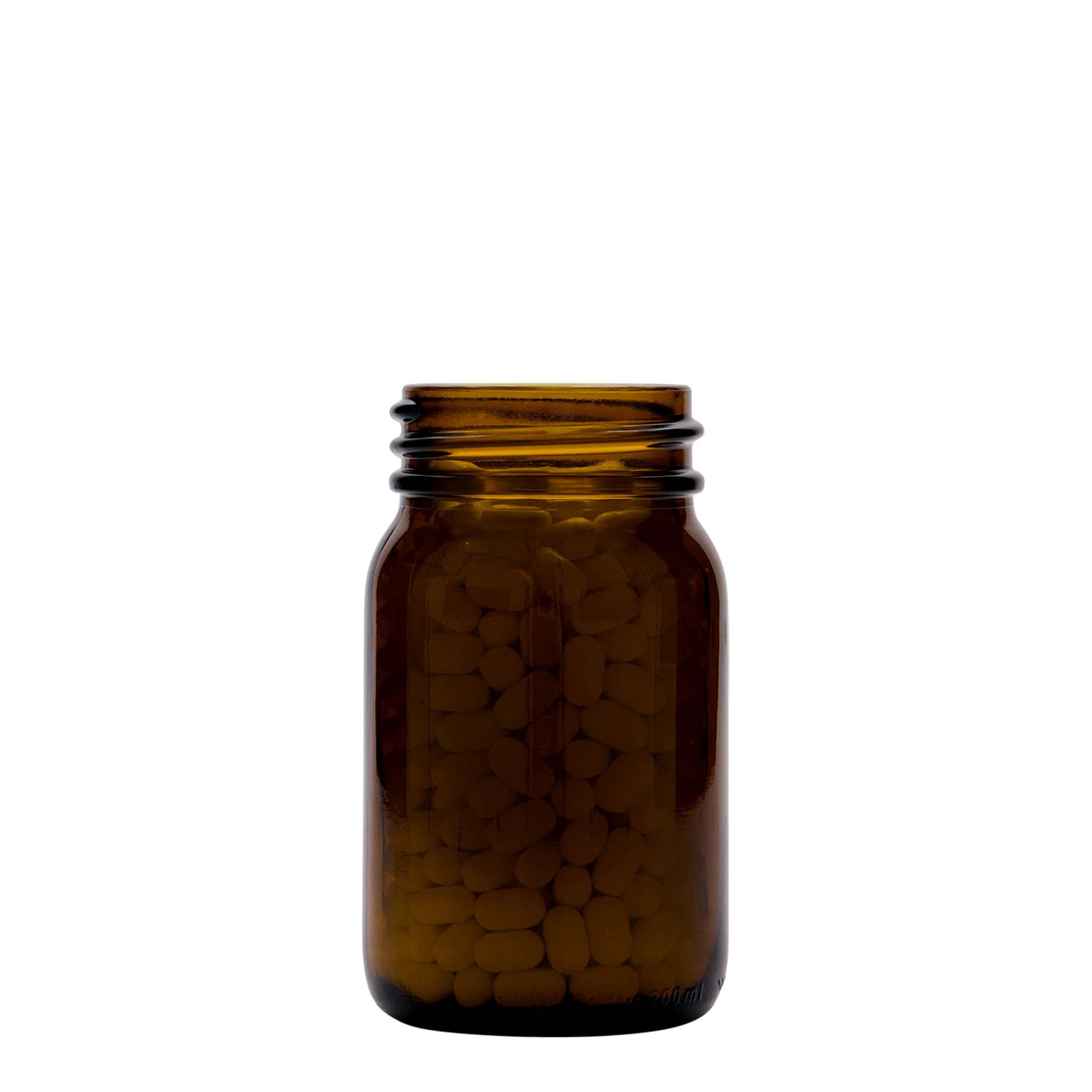200 ml bredhalsglass, brunt, åpning: DIN 55