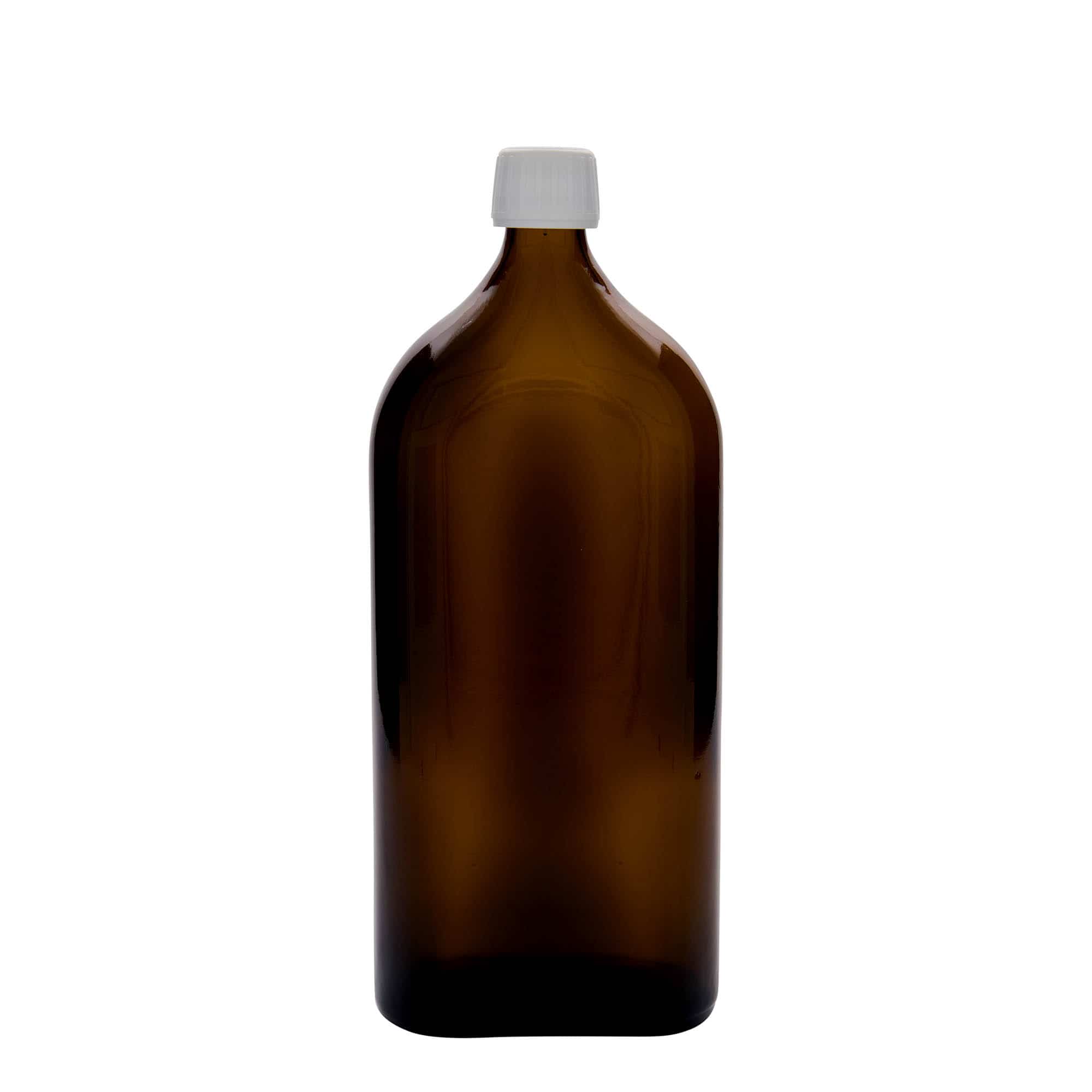 1000 ml medisinflaske Meplat, oval, glass, brun, åpning: PP 28