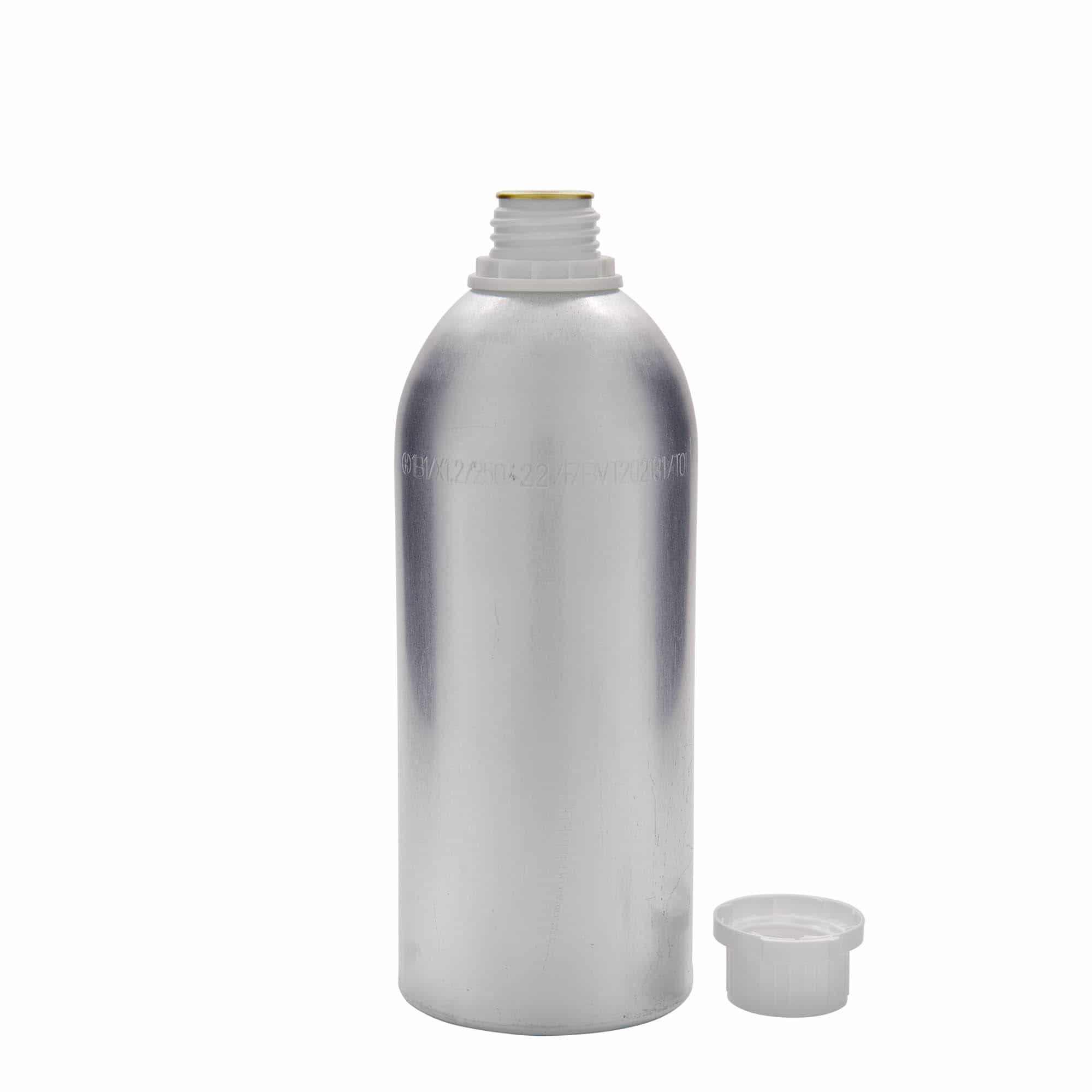 1100 ml aluminiumsflaske, metall, sølv, åpning: DIN 32