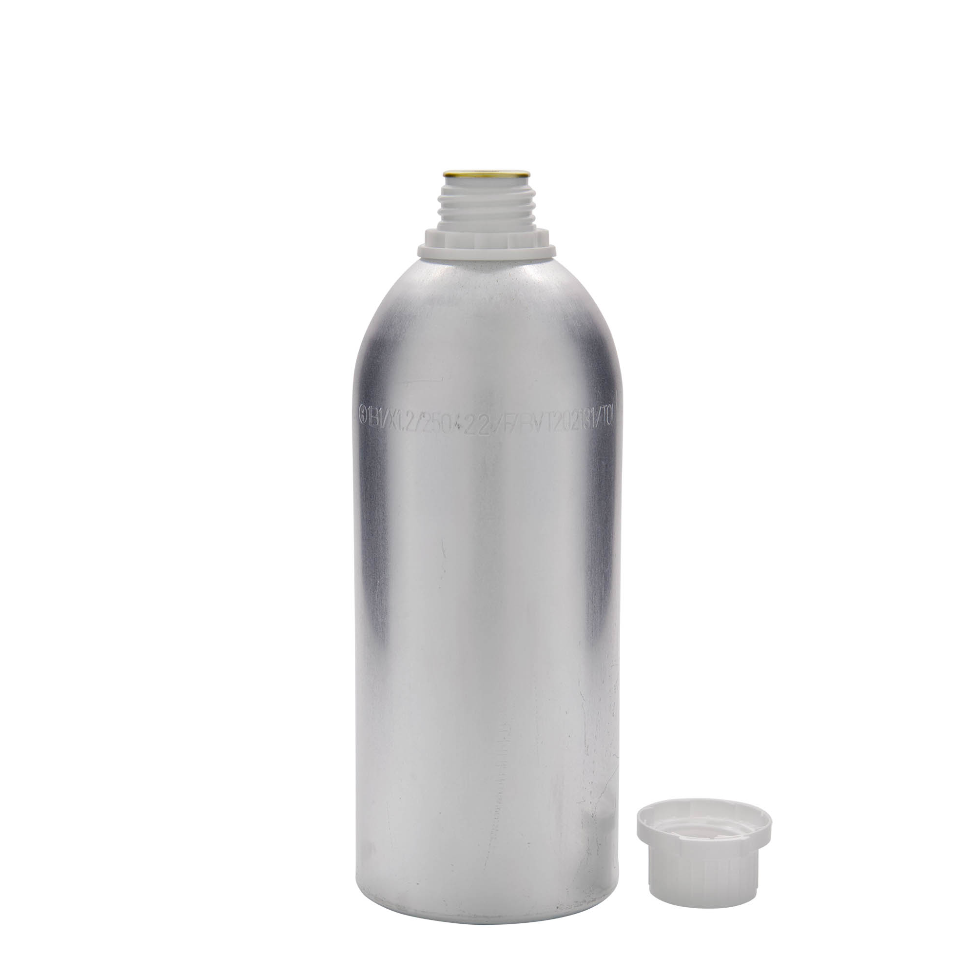 1100 ml aluminiumsflaske, metall, sølv, åpning: DIN 32