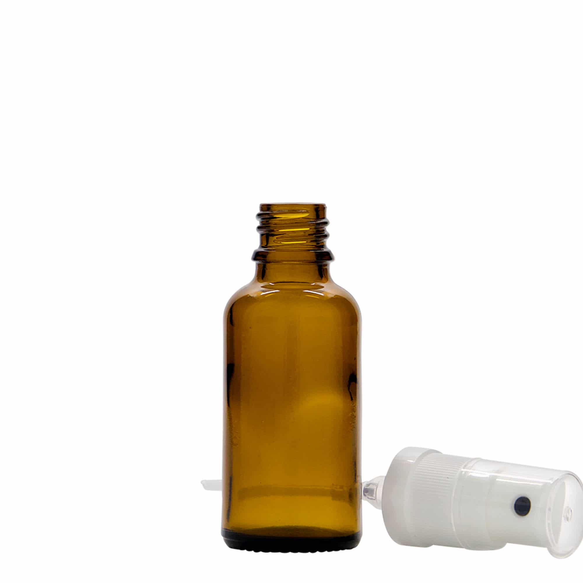 30 ml sprayflaske medisin, glass, brun, åpning: DIN 18