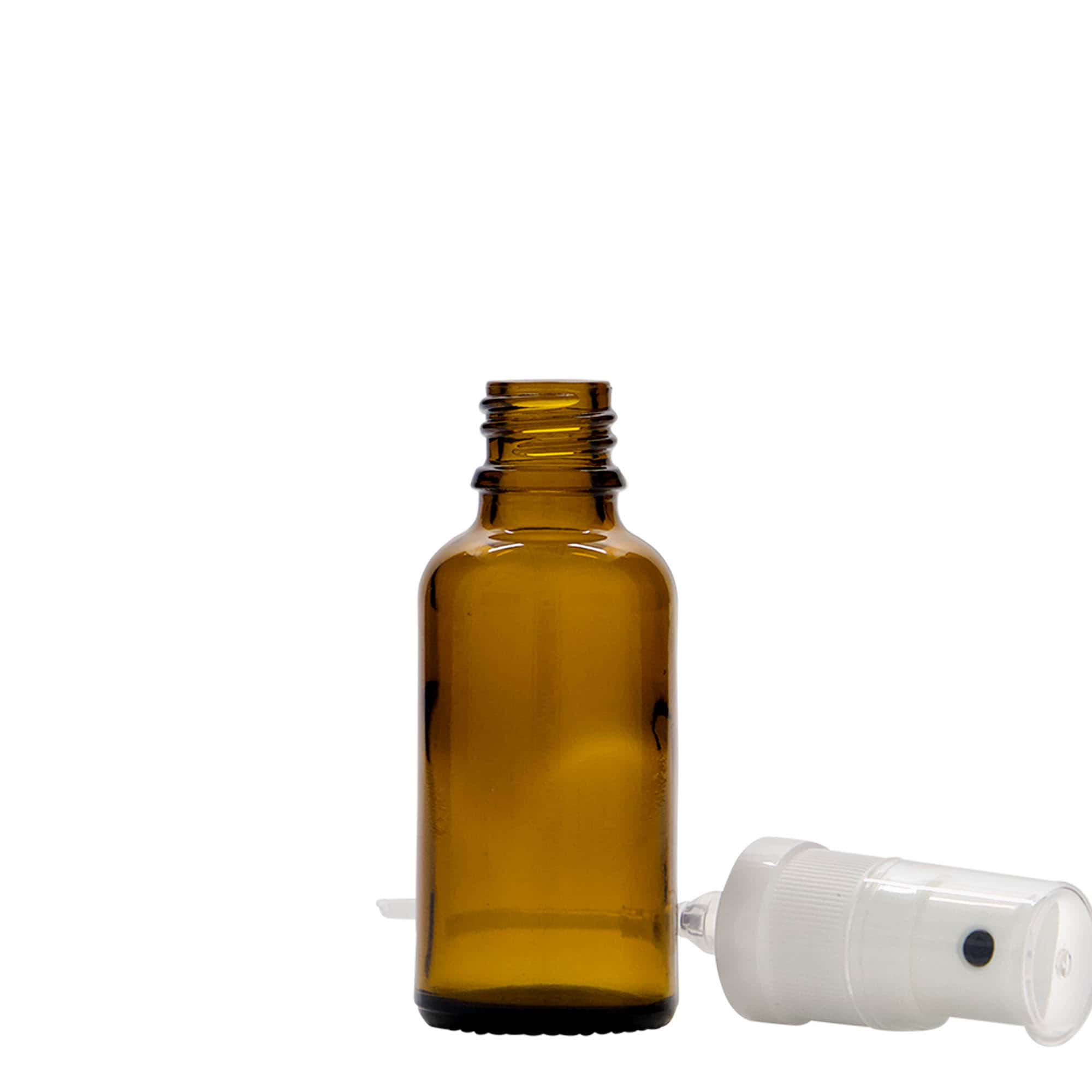 30 ml sprayflaske medisin, glass, brun, åpning: DIN 18