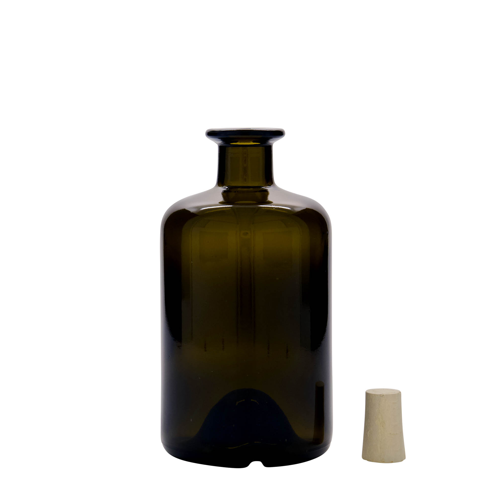 500 ml glassflaske apotek, antikkgrønn, åpning: kork 500 ml glassflaske apotek, antikkgrønn, åpning: kork