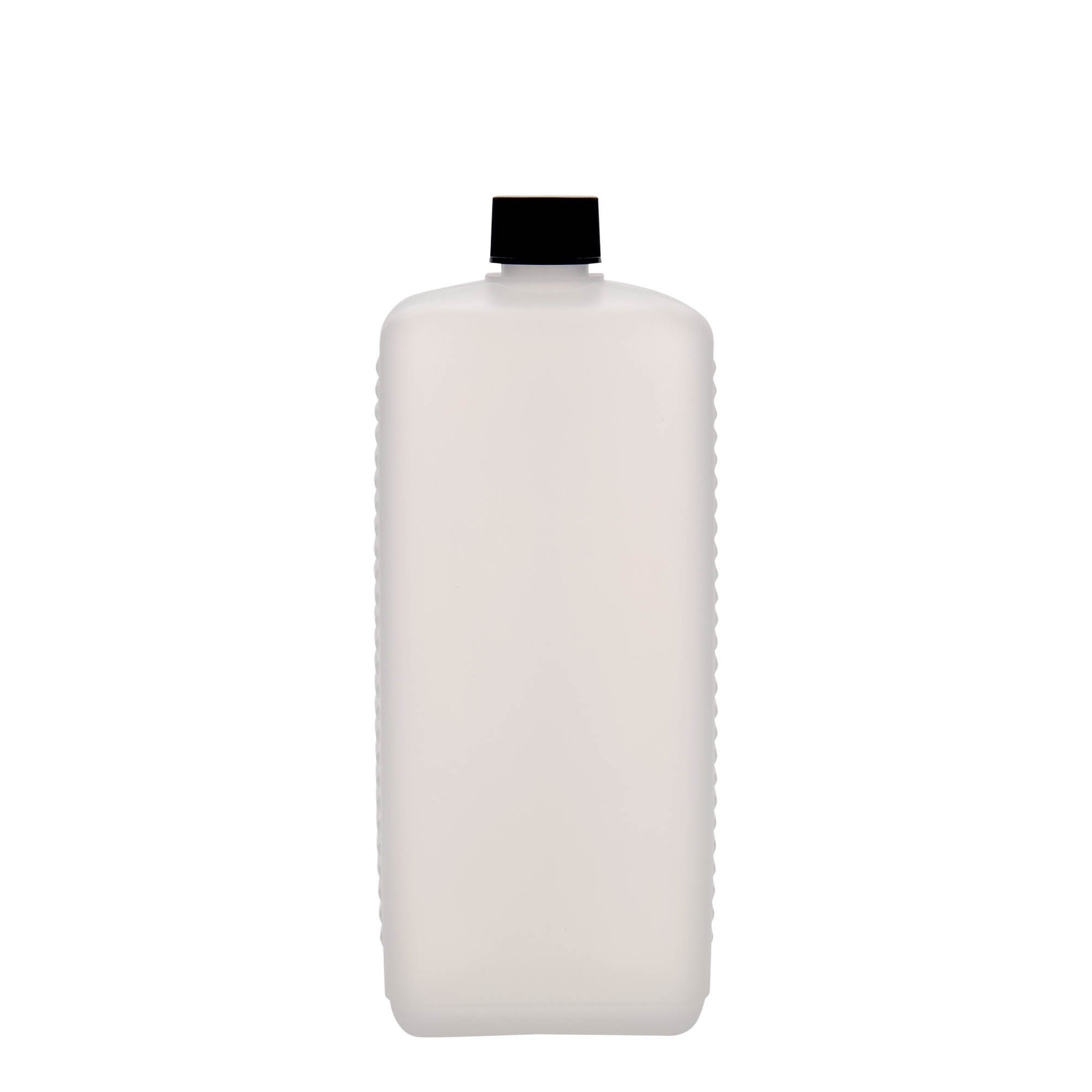 1.000 ml kanisterflaske, rektangulær, HDPE-plast, natur, åpning: DIN 25 EPE
