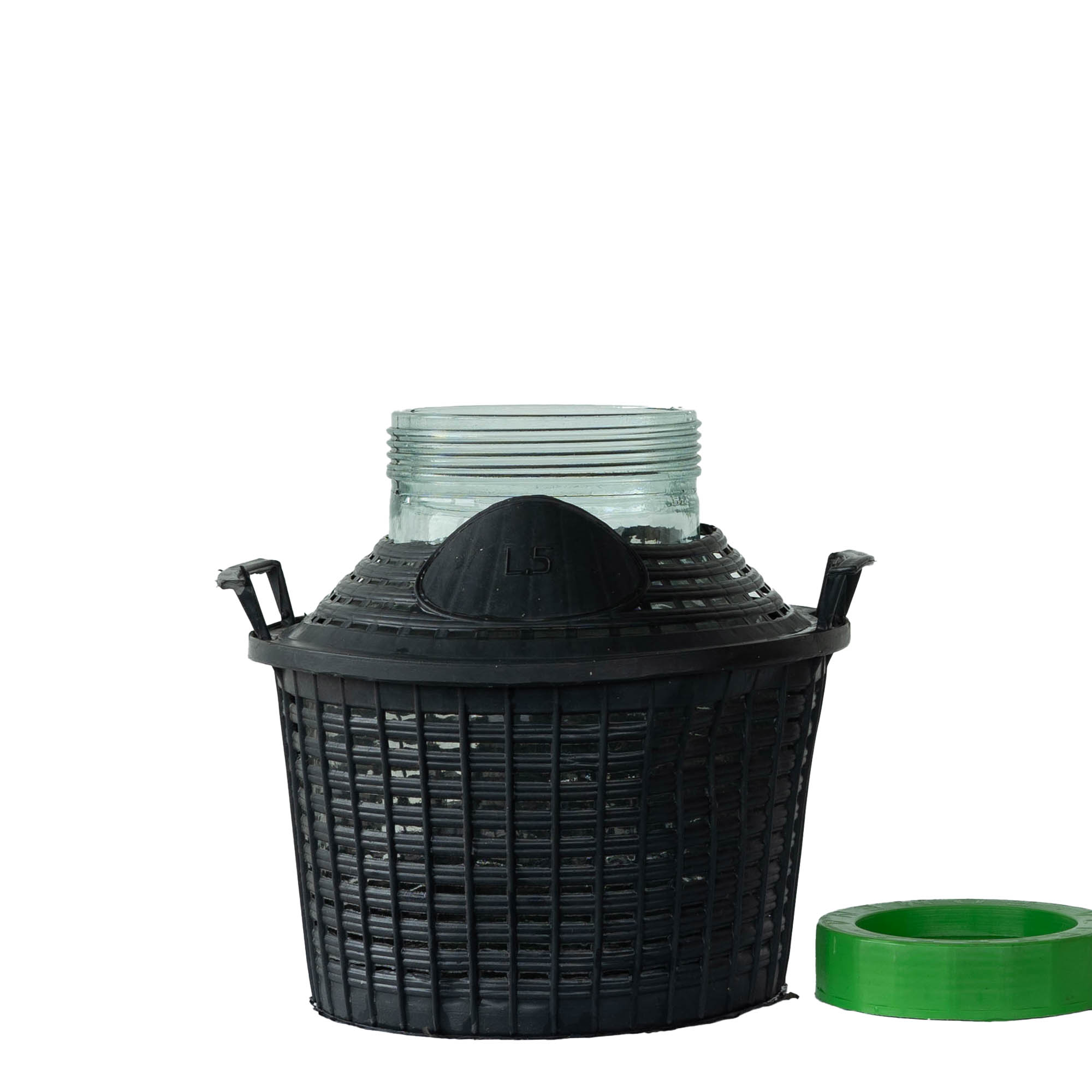 5 l ballongflaske med vid hals, glass, åpning: skrukork 5 l ballongflaske med vid hals, glass, åpning: skrukork