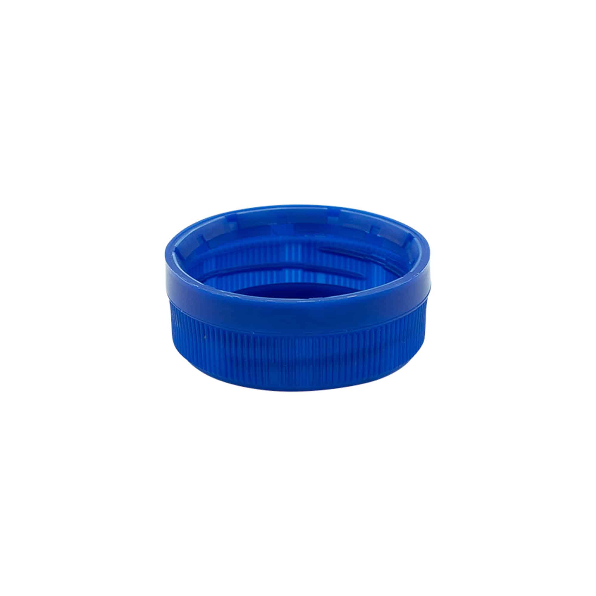Skrulokk med to gjenger, PE-plast, blå, for åpning: PET 38 mm