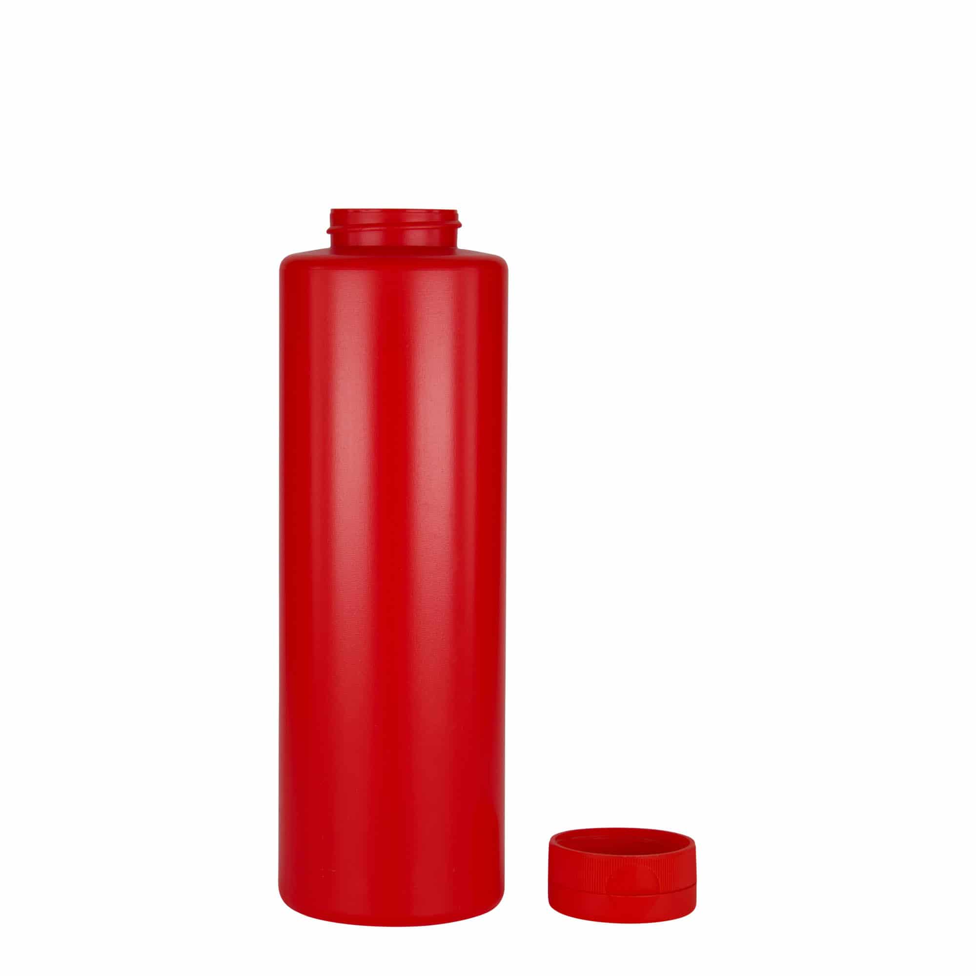 500 ml sausflaske, LDPE-plast, rød, åpning: GPI 38/400