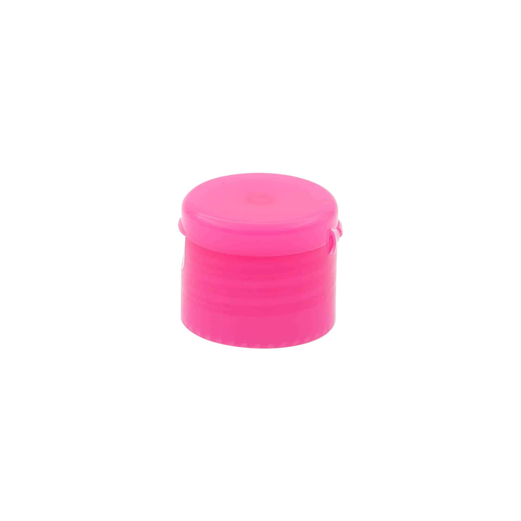 Skrulokk med hengsel, PP-plast, rosa, for åpning: 24/410