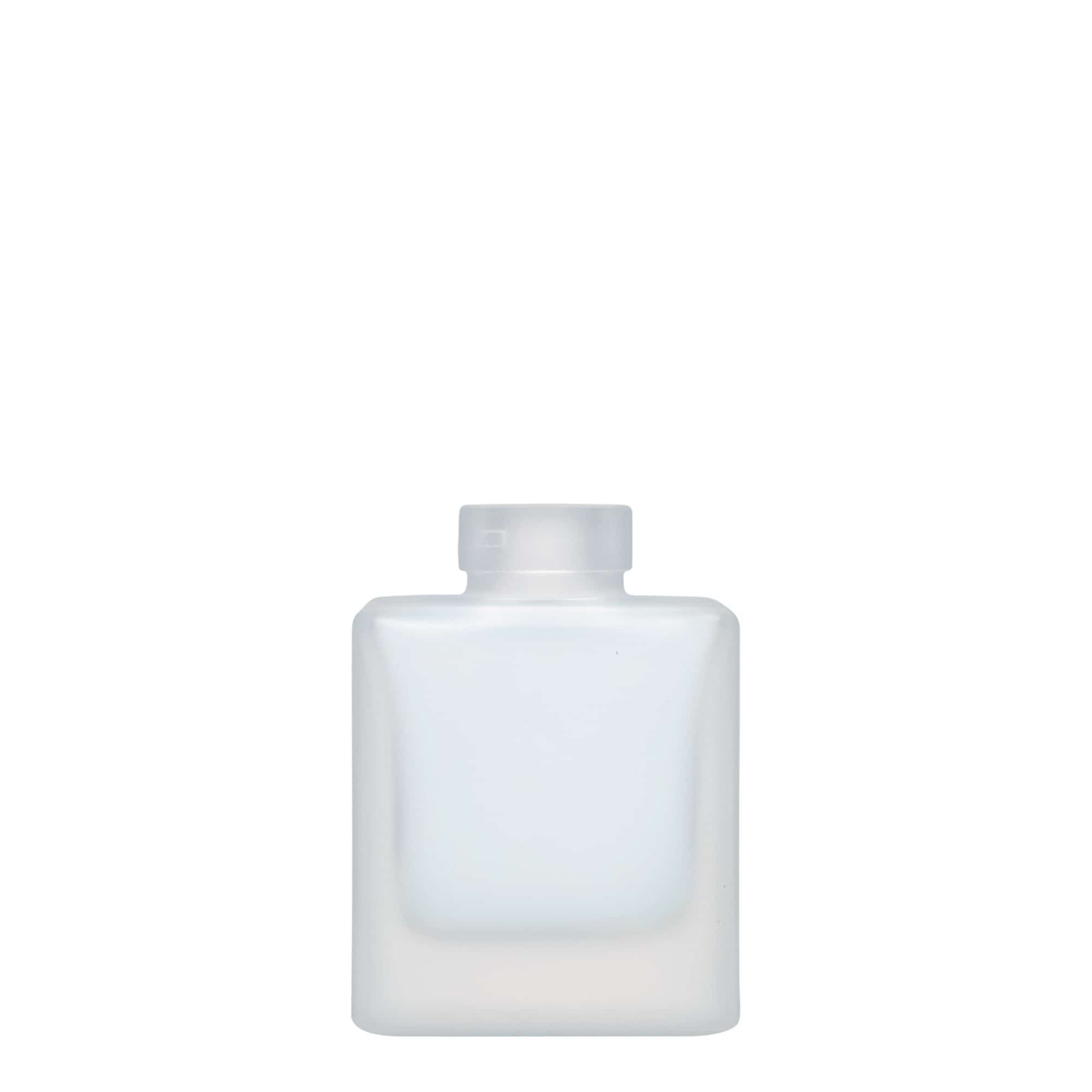 100 ml glassflaske "Cube", kvadratisk, iset, åpning: Kork 100 ml glassflaske "Cube", kvadratisk, iset, åpning: Kork