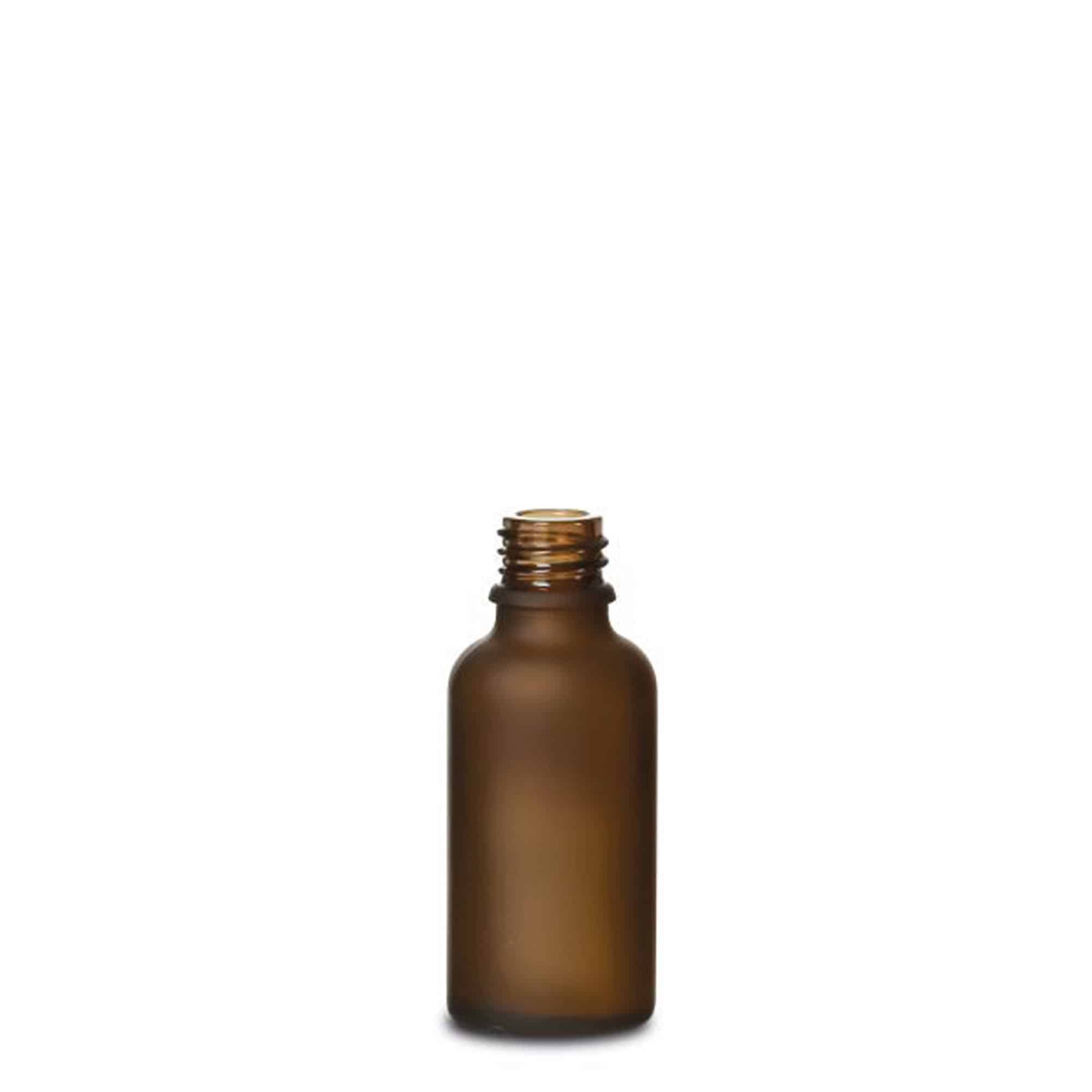 30 ml medisinflaske, glass, brunt frostet, åpning: DIN 18
