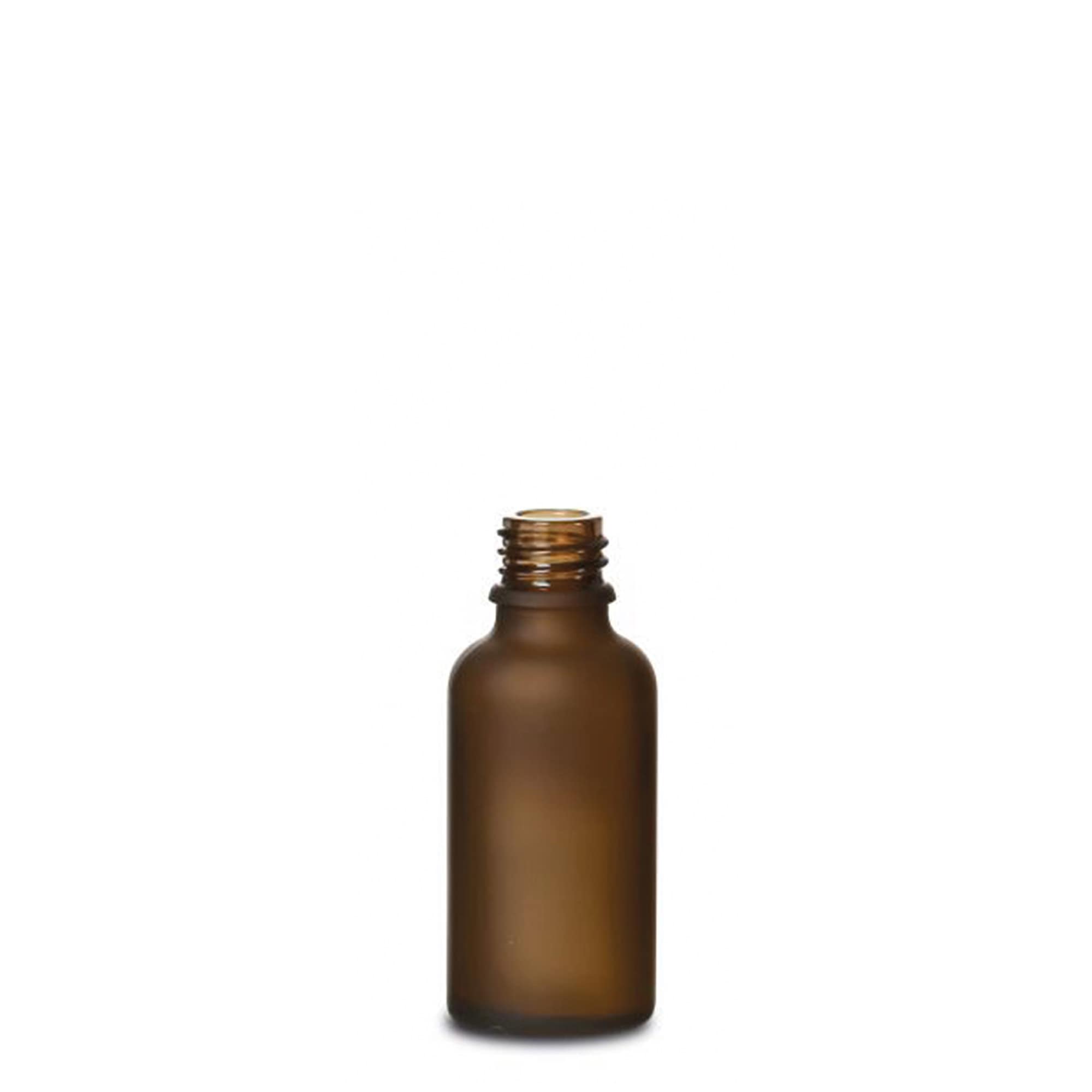 30 ml medisinflaske, glass, brunt frostet, åpning: DIN 18 30 ml medisinflaske, glass, brunt frostet, åpning: DIN 18