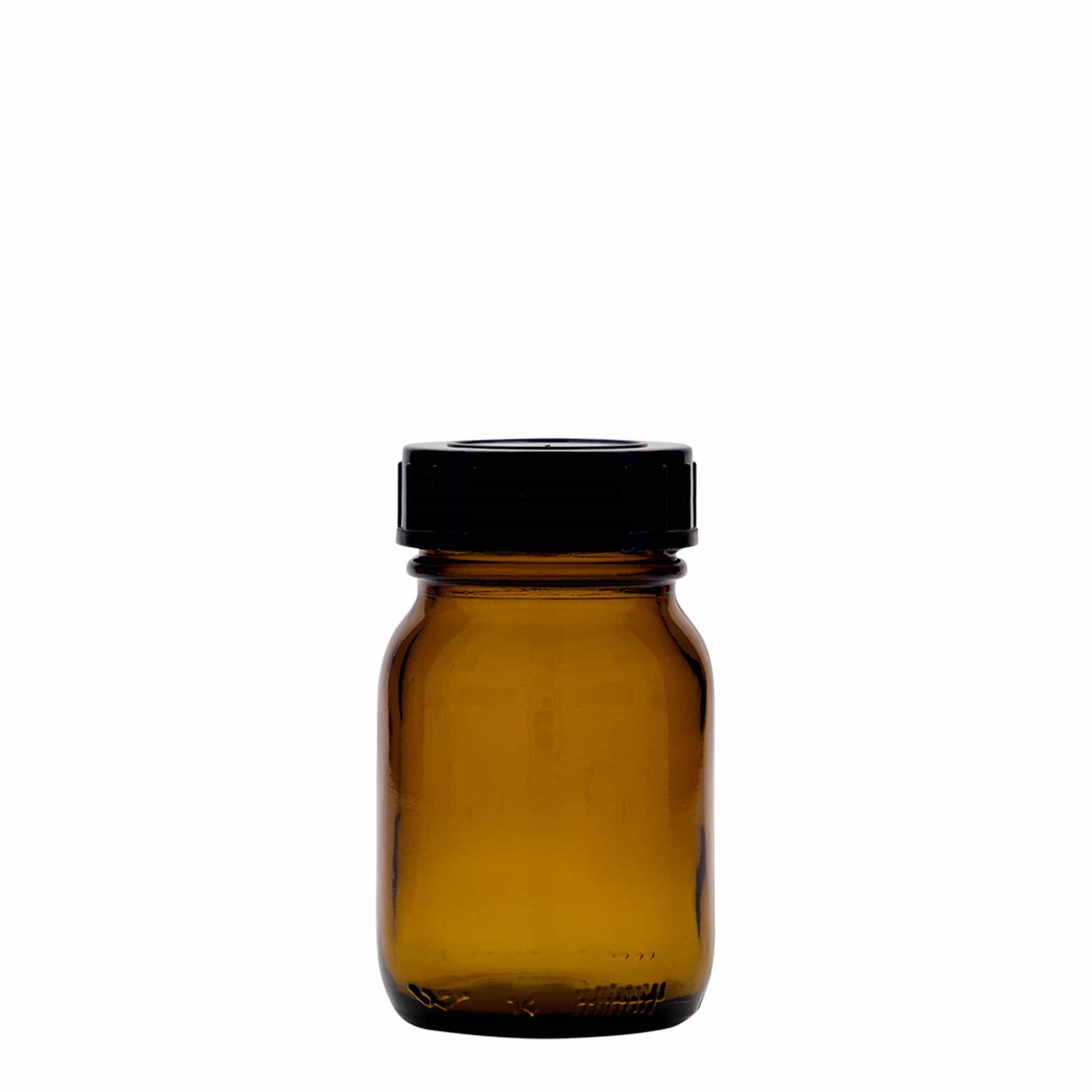 75 ml bredhalsglass, brunt, åpning: DIN 40