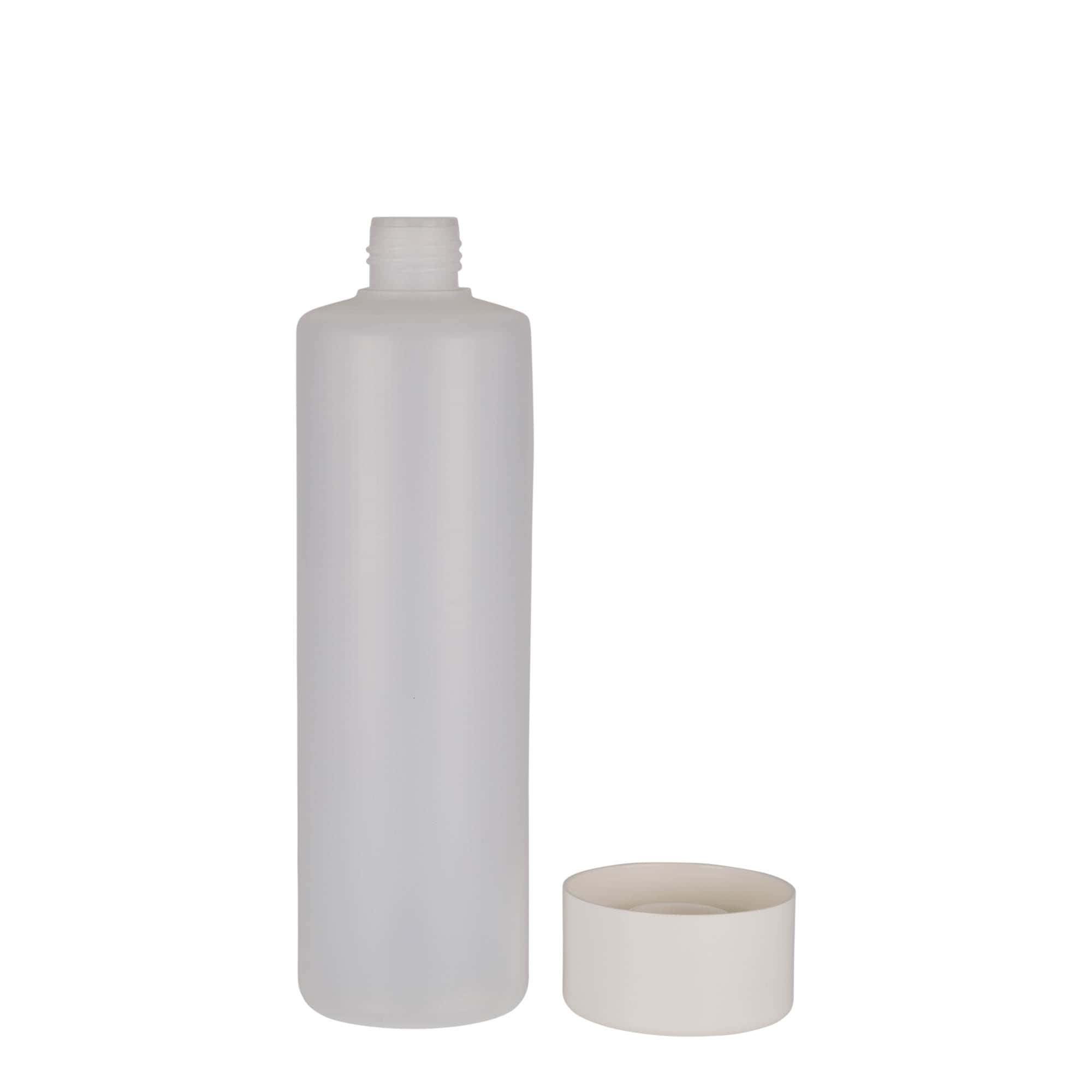500 ml rundflaske, PE-plast, natur, åpning: Skrulokk