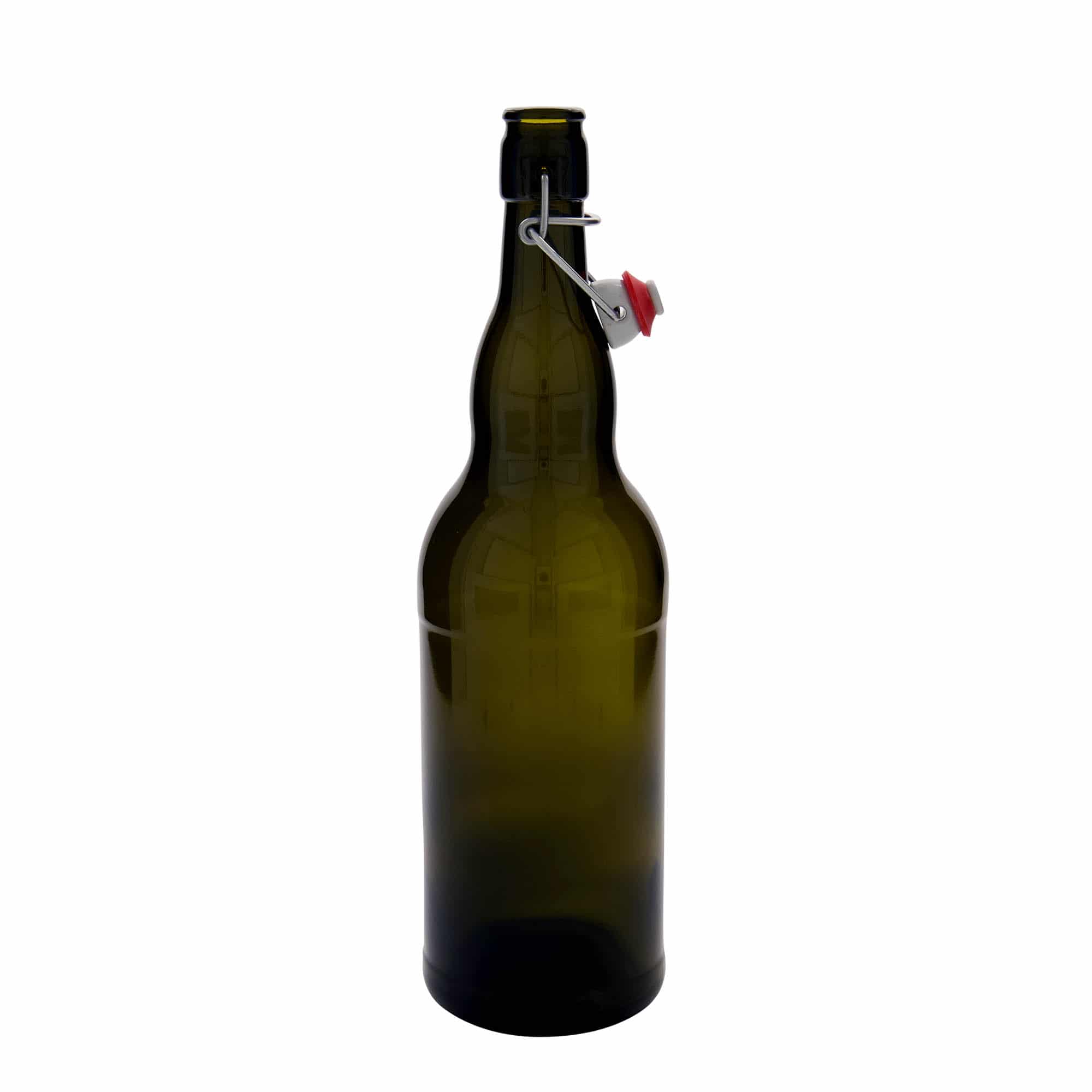 1000 ml ølflaske Belgia, glass, antikkgrønn, åpning: Bøylelokk