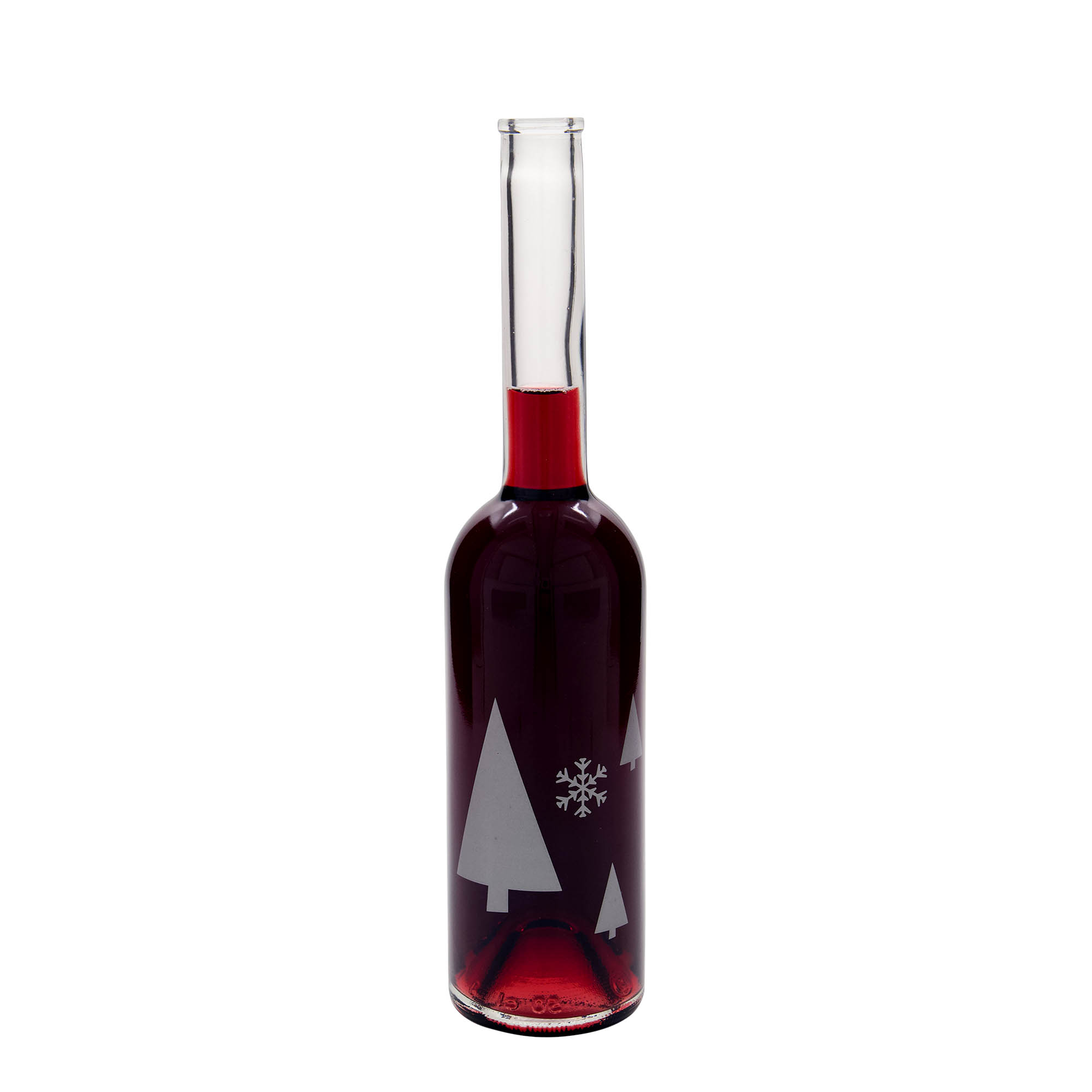 500 ml glassflaske 'Opera', motiv: snøfnugg, åpning: kork