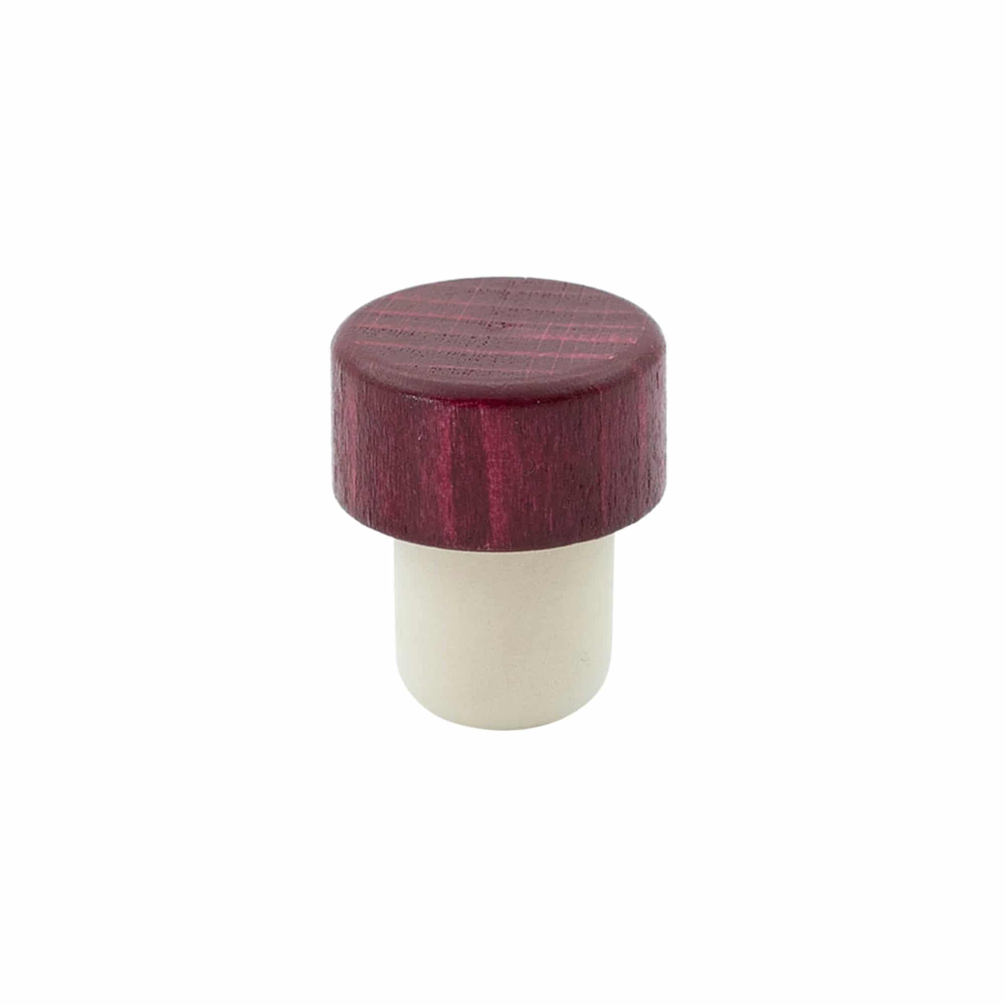 Håndtakskork 19 mm, tre/plast, bordeauxrød, for munningsåpning: kork