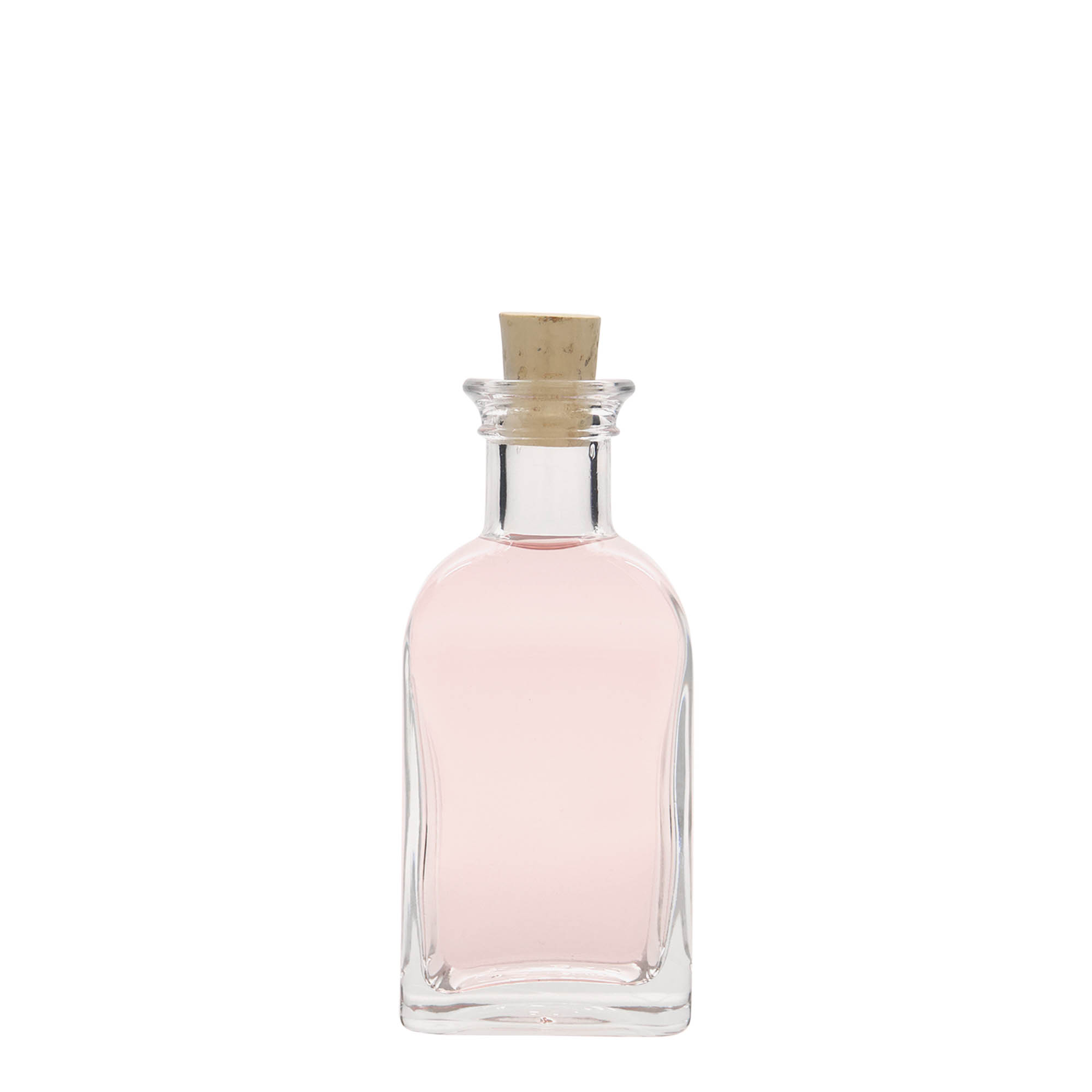 100 ml glassflaske Apoteker Carré, firkantet, åpning: kork