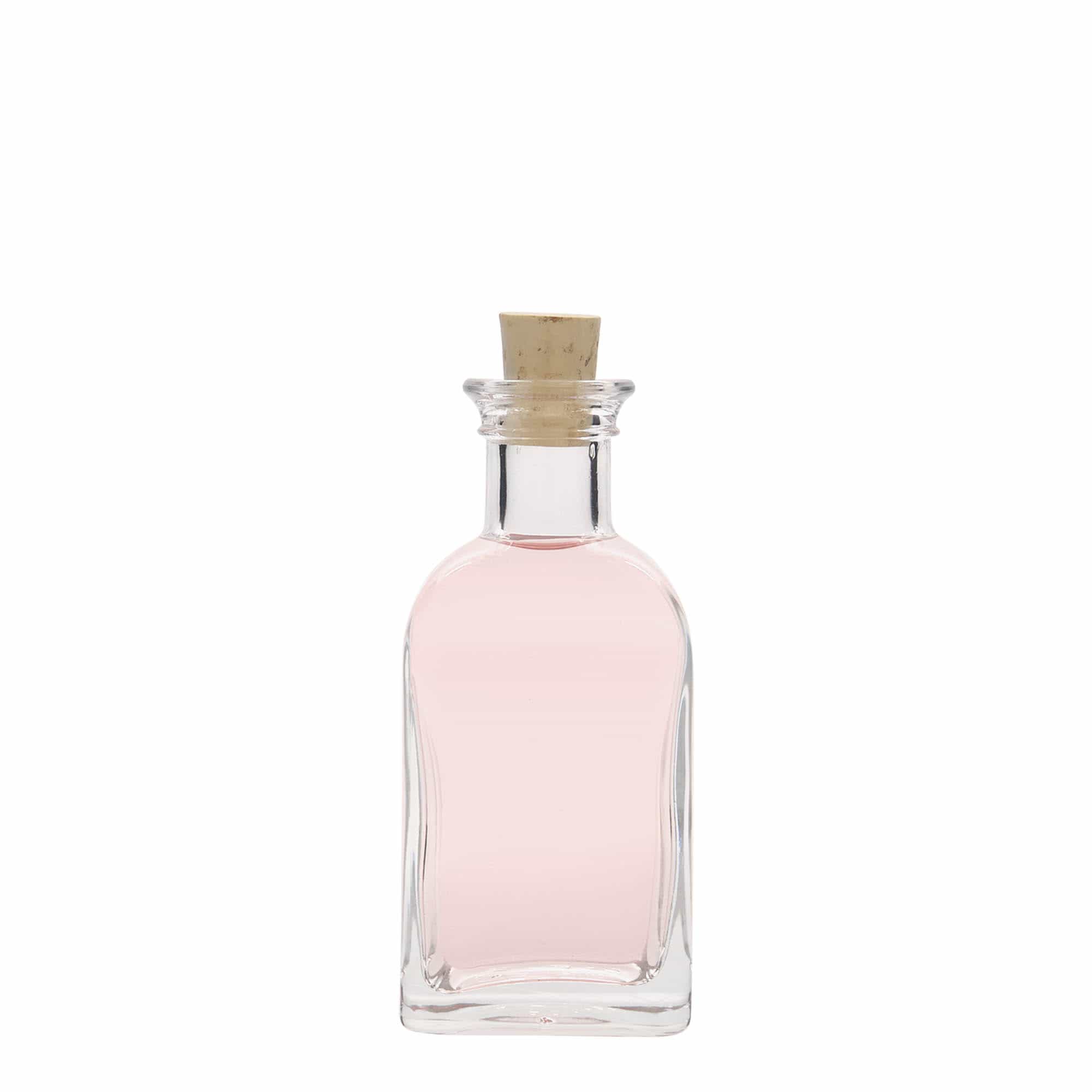 100 ml glassflaske Apoteker Carré, firkantet, åpning: kork