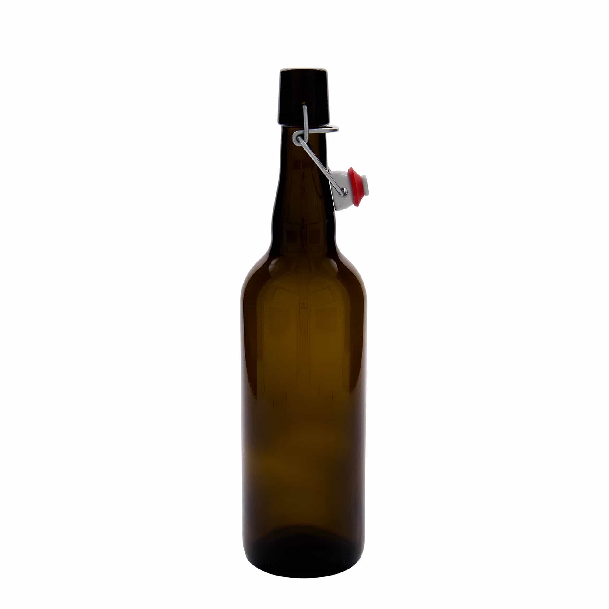 750 ml ølflaske Belgia, glass, brun, åpning: patentkork