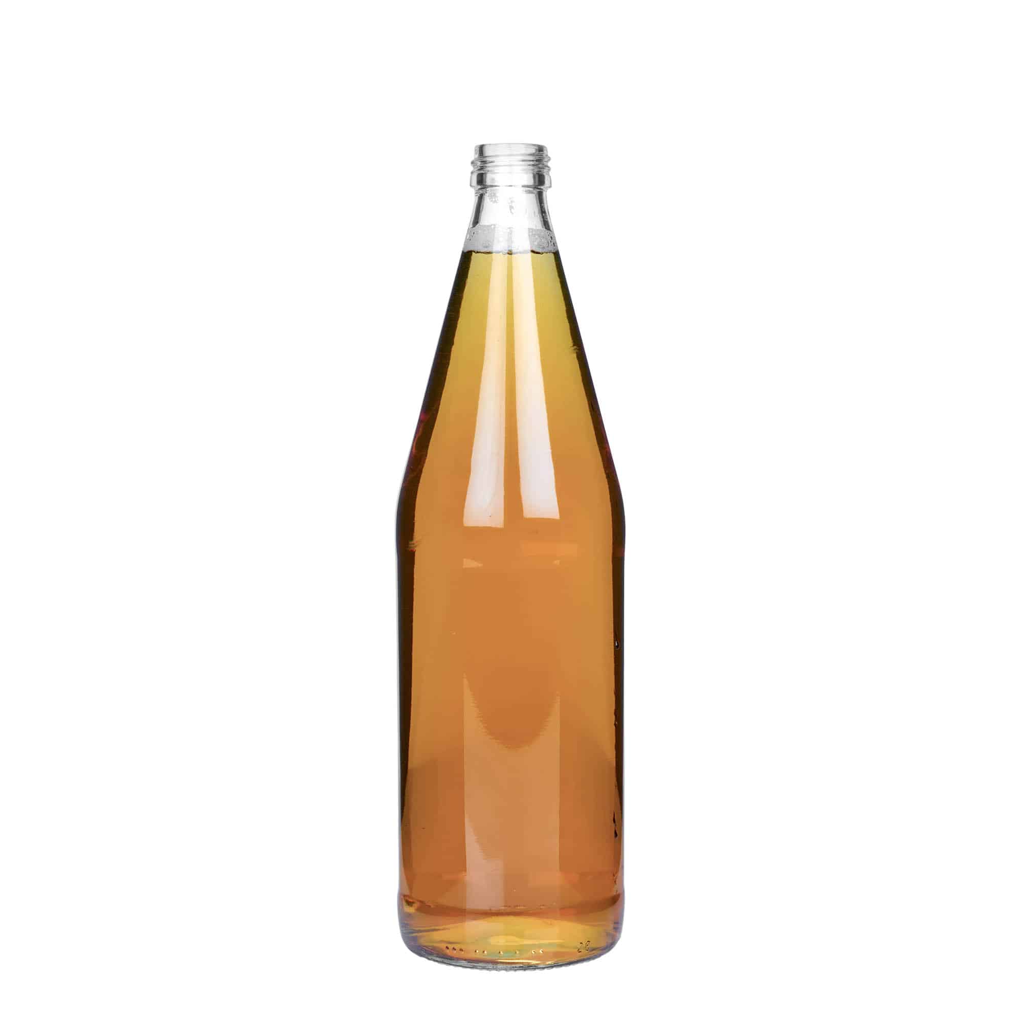 750 ml universalflaske med gulrotform, glass, åpning: PP 28