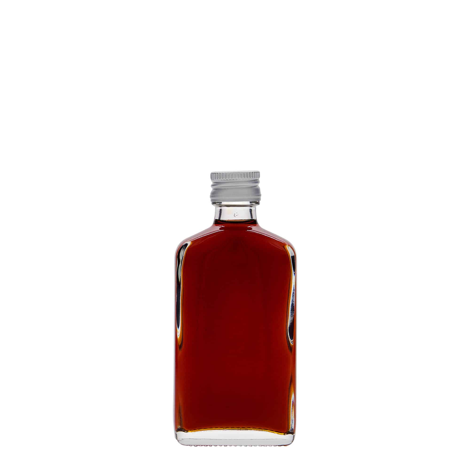 50 ml lommeflaske, firkantet, glass, åpning: PP 18