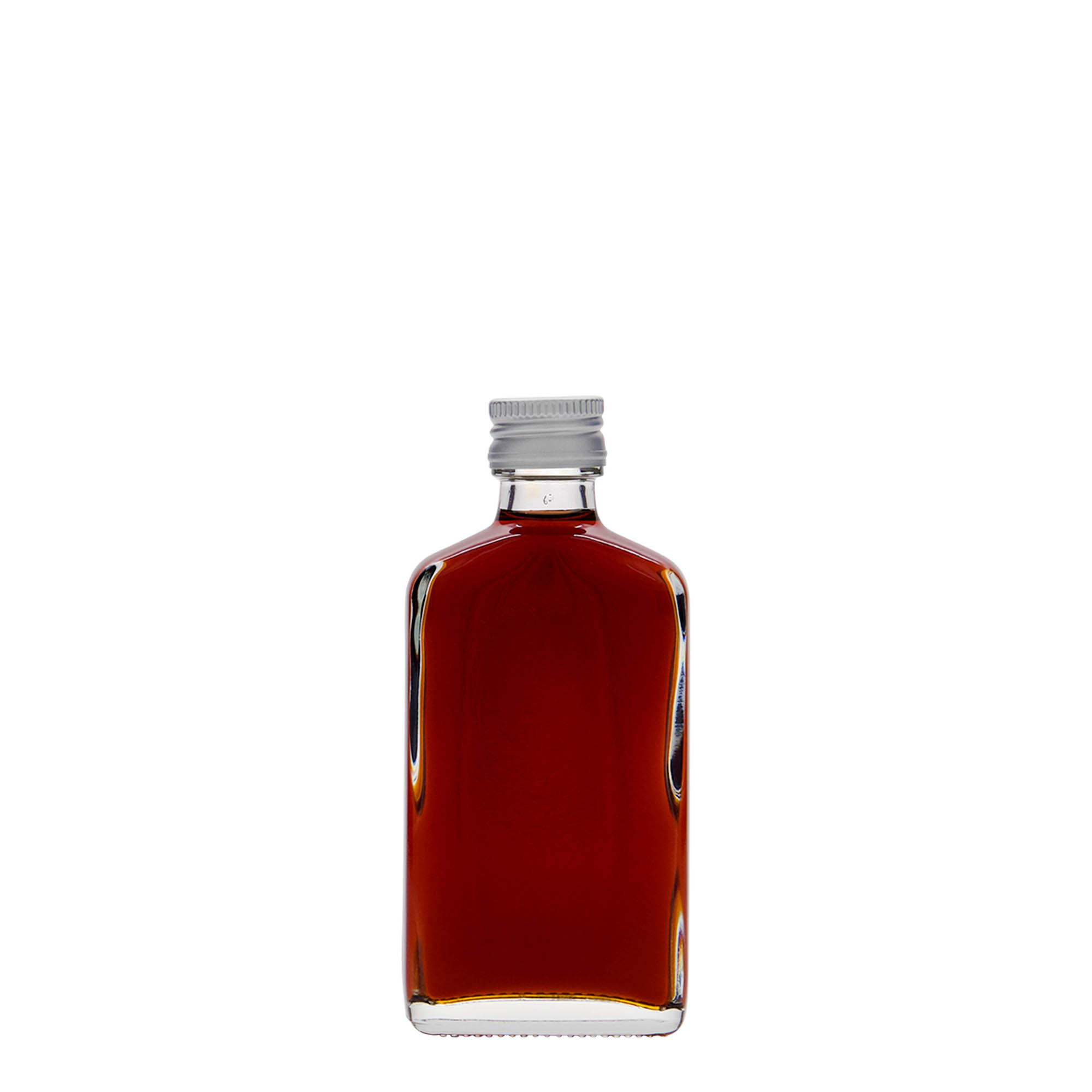 50 ml lommeflaske, rektangulær, glass, åpning: PP 18