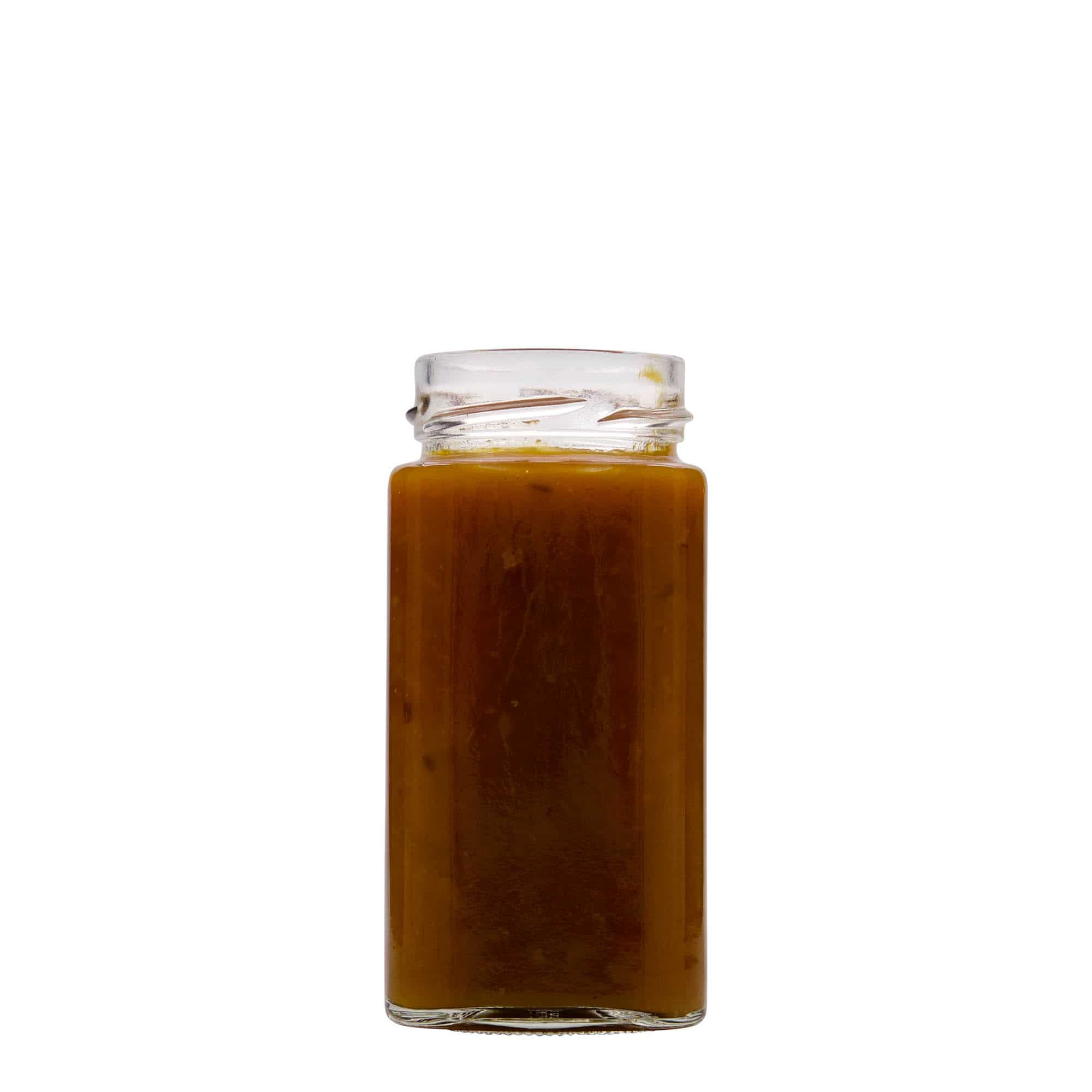 314 ml firkantglass 'Funny', åpning: Deep-Twist-Off (DTO 58)