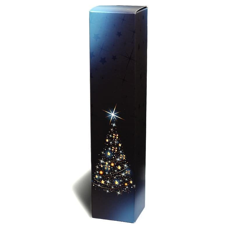 Gaveeske "X-Mas Tree", firkantet, papp, blå