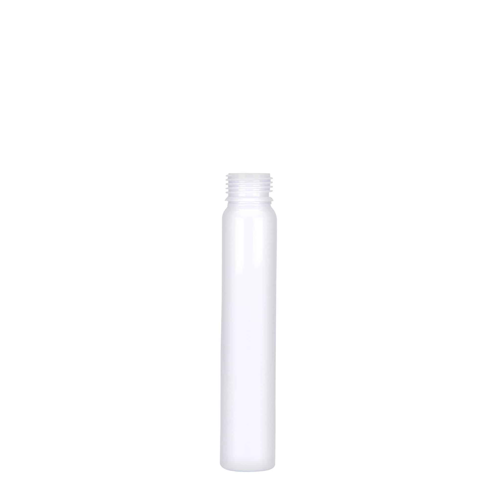 25 ml PET-rør, plast, hvit, åpning: skrukork