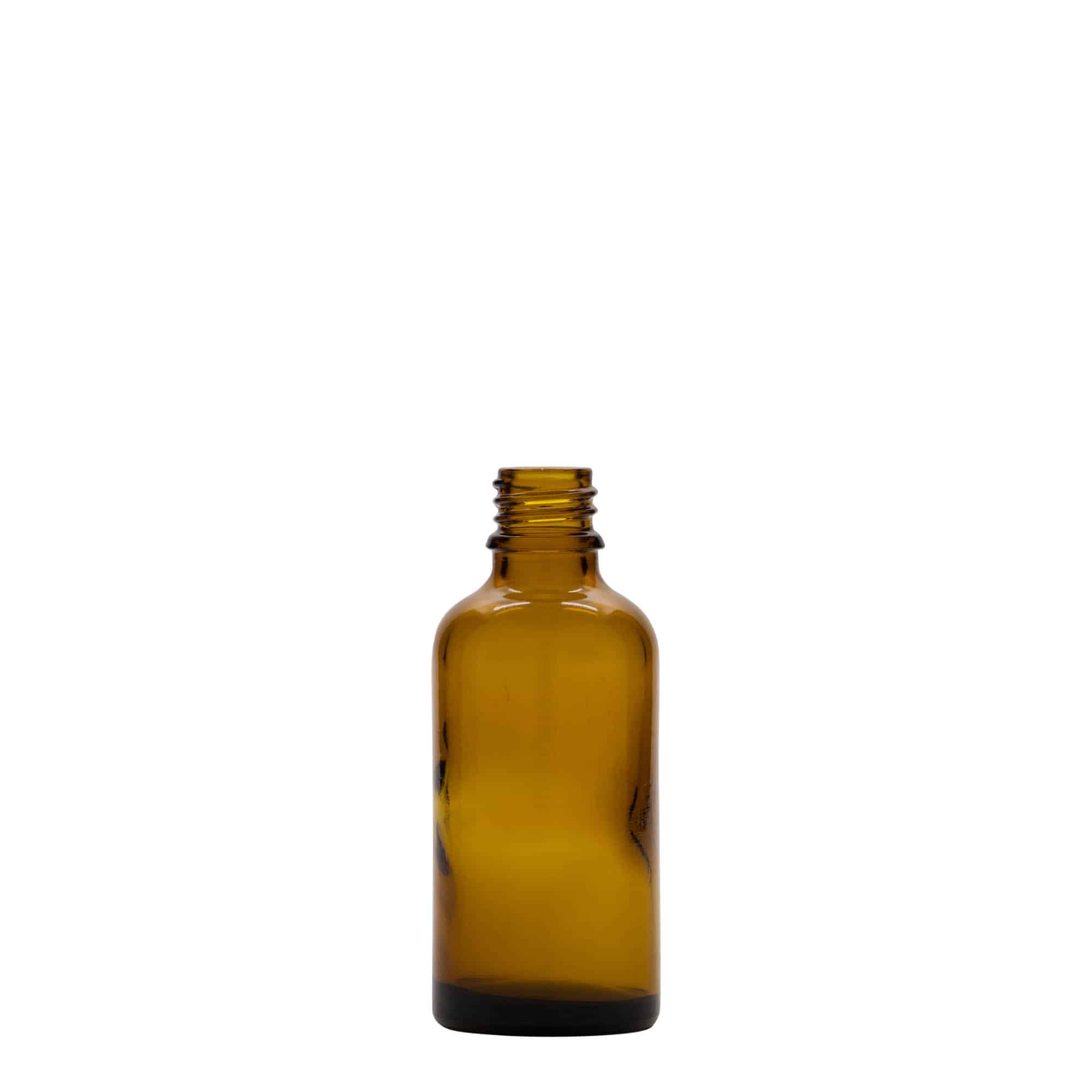 50 ml medisinsk flaske, glass, brun, åpning: DIN 18