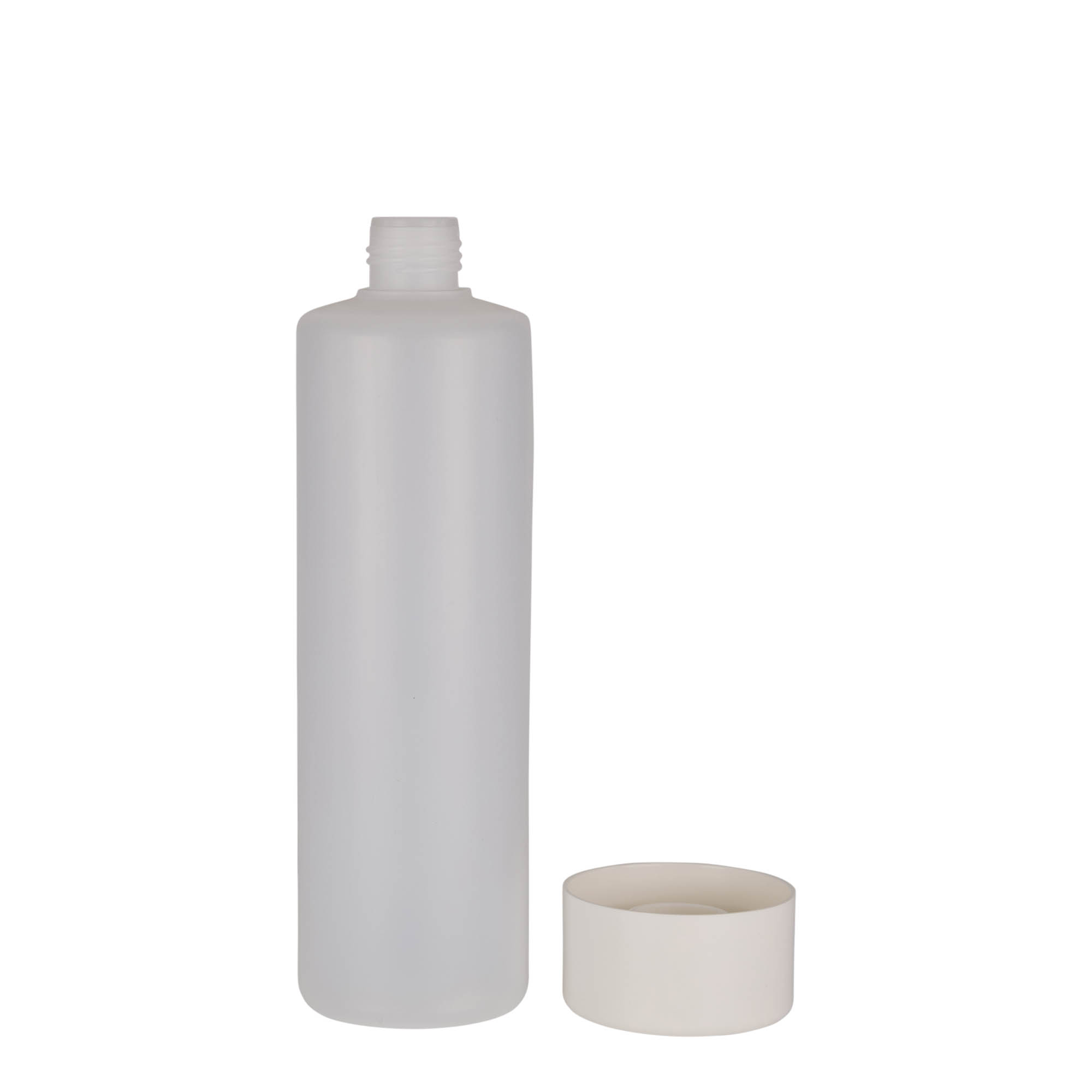 500 ml rund flaske, PE-plast, natur, åpning: skrukork 500 ml rund flaske, PE-plast, natur, åpning: skrukork