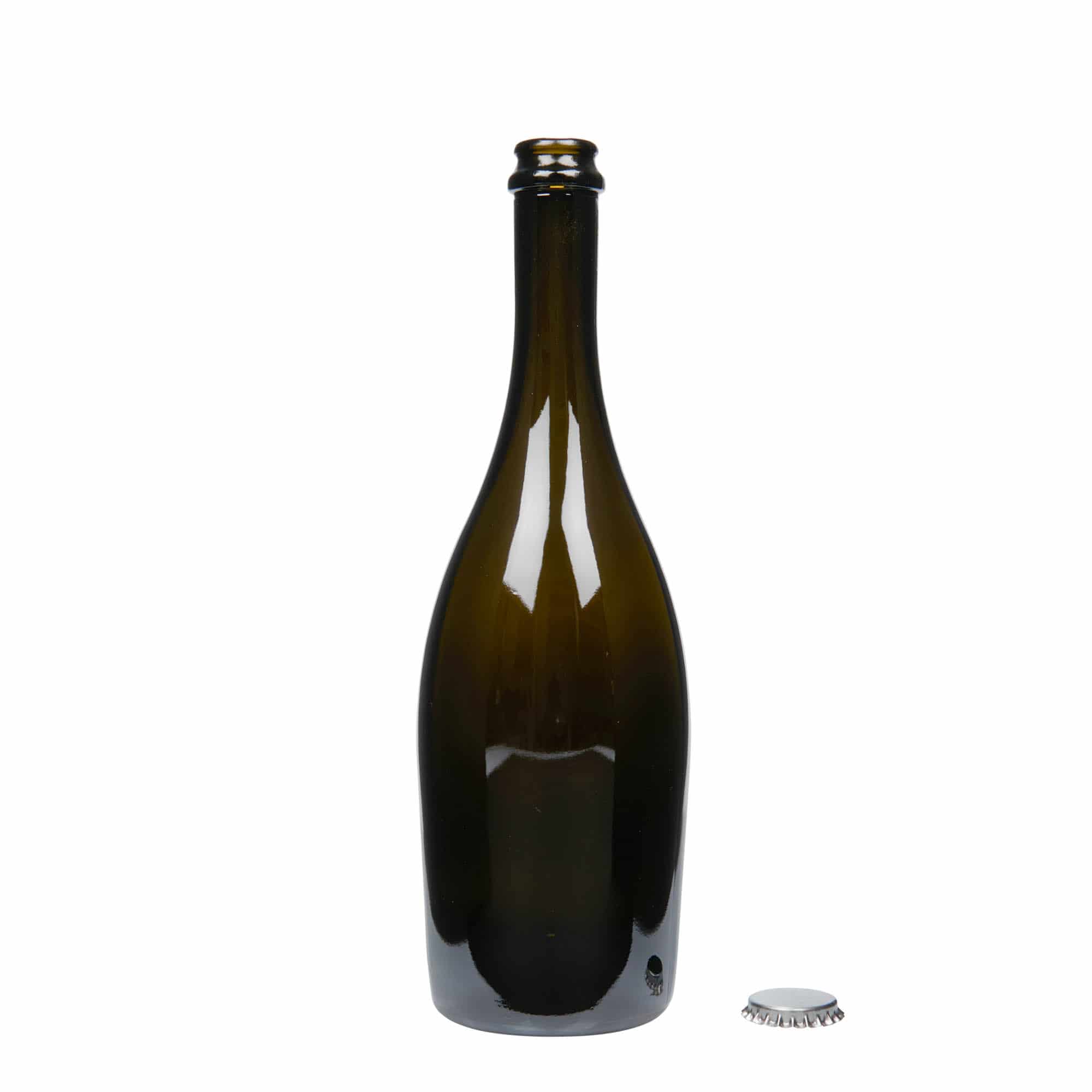 750 ml sektflaske 'Carmen', glass, antikkgrønn, åpning: kronkork