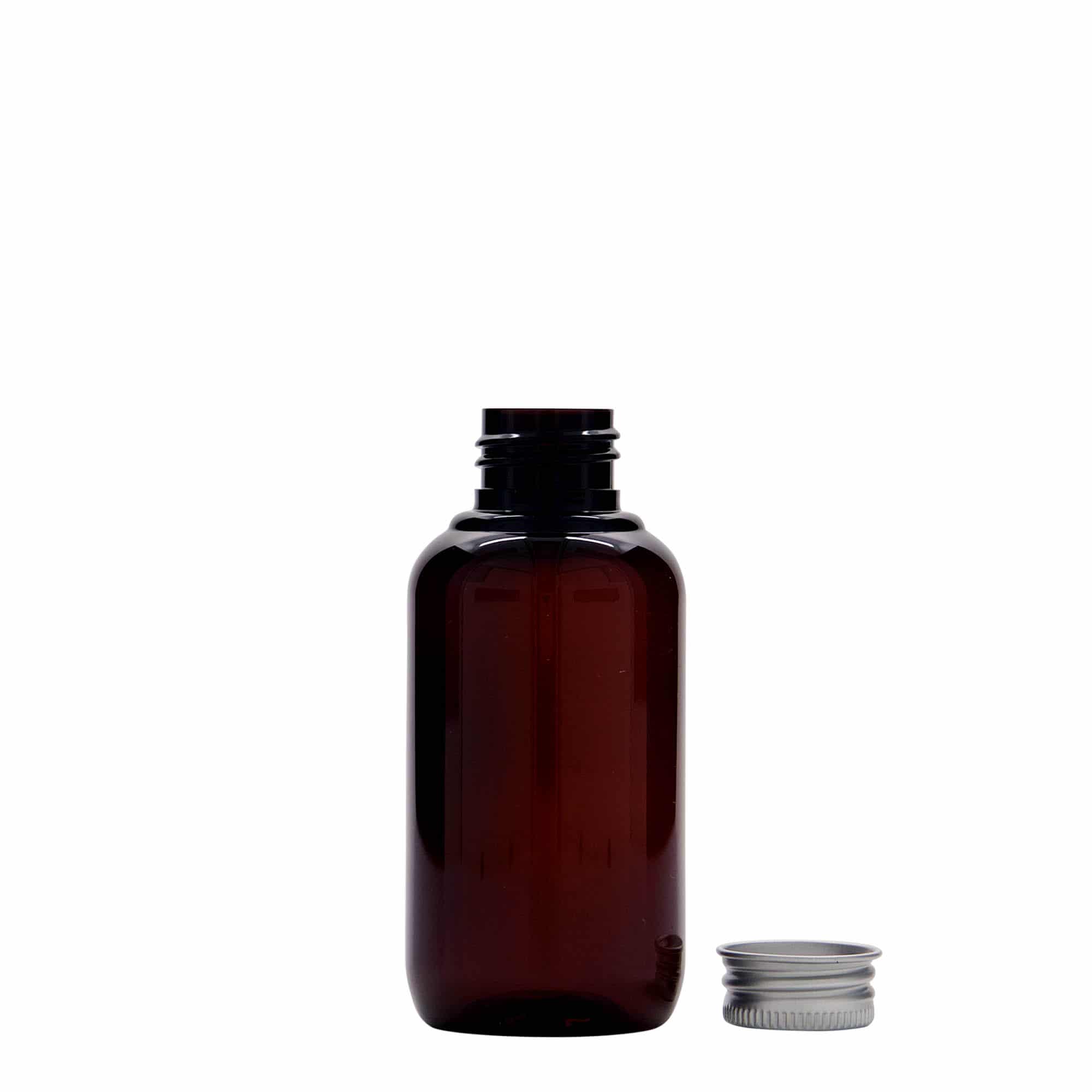 100 ml resirkuleringsplastflaske "Victor"s Best", PCR, brun, åpning: 24/410