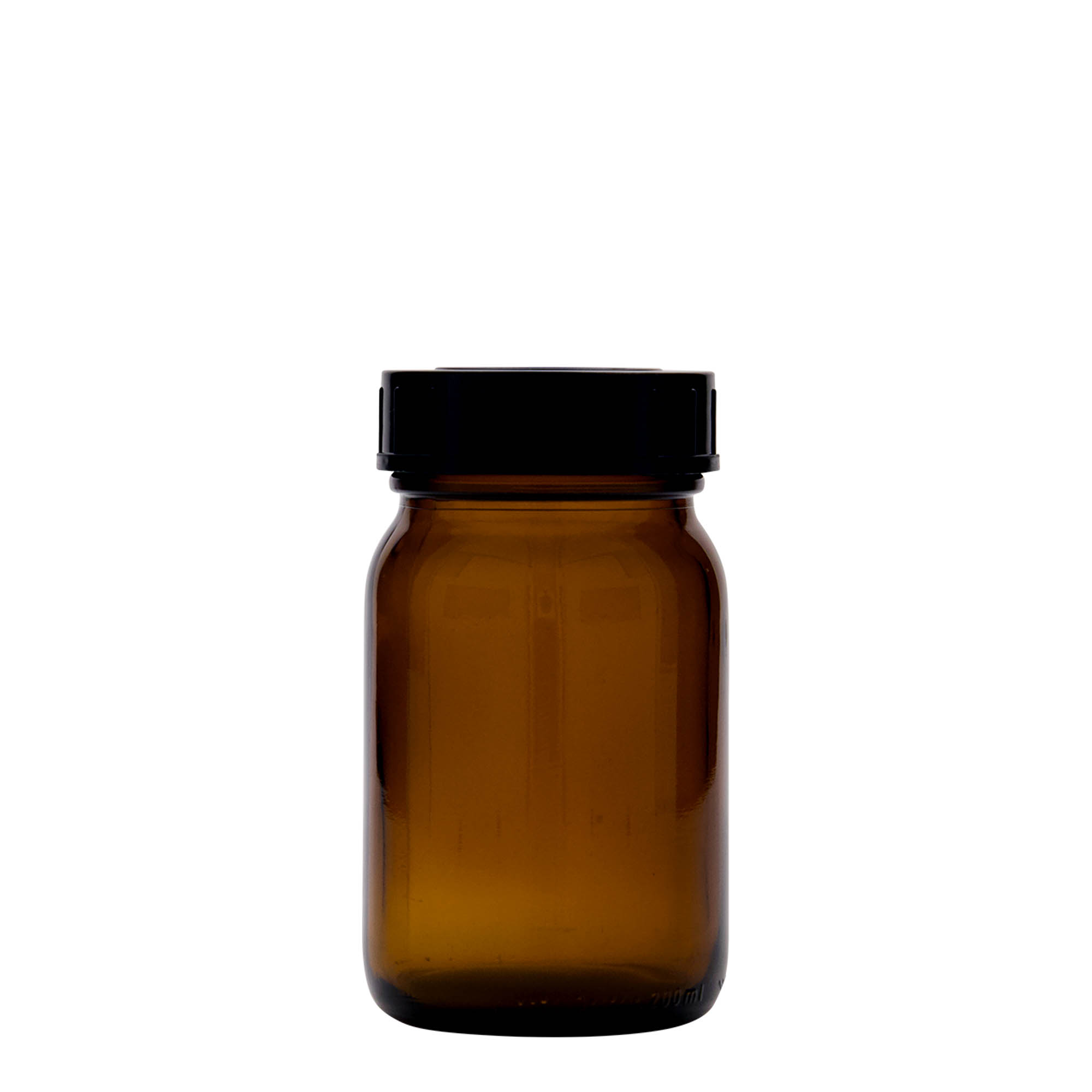 200 ml bredhalsglass, brunt, åpning: DIN 55 200 ml bredhalsglass, brunt, åpning: DIN 55