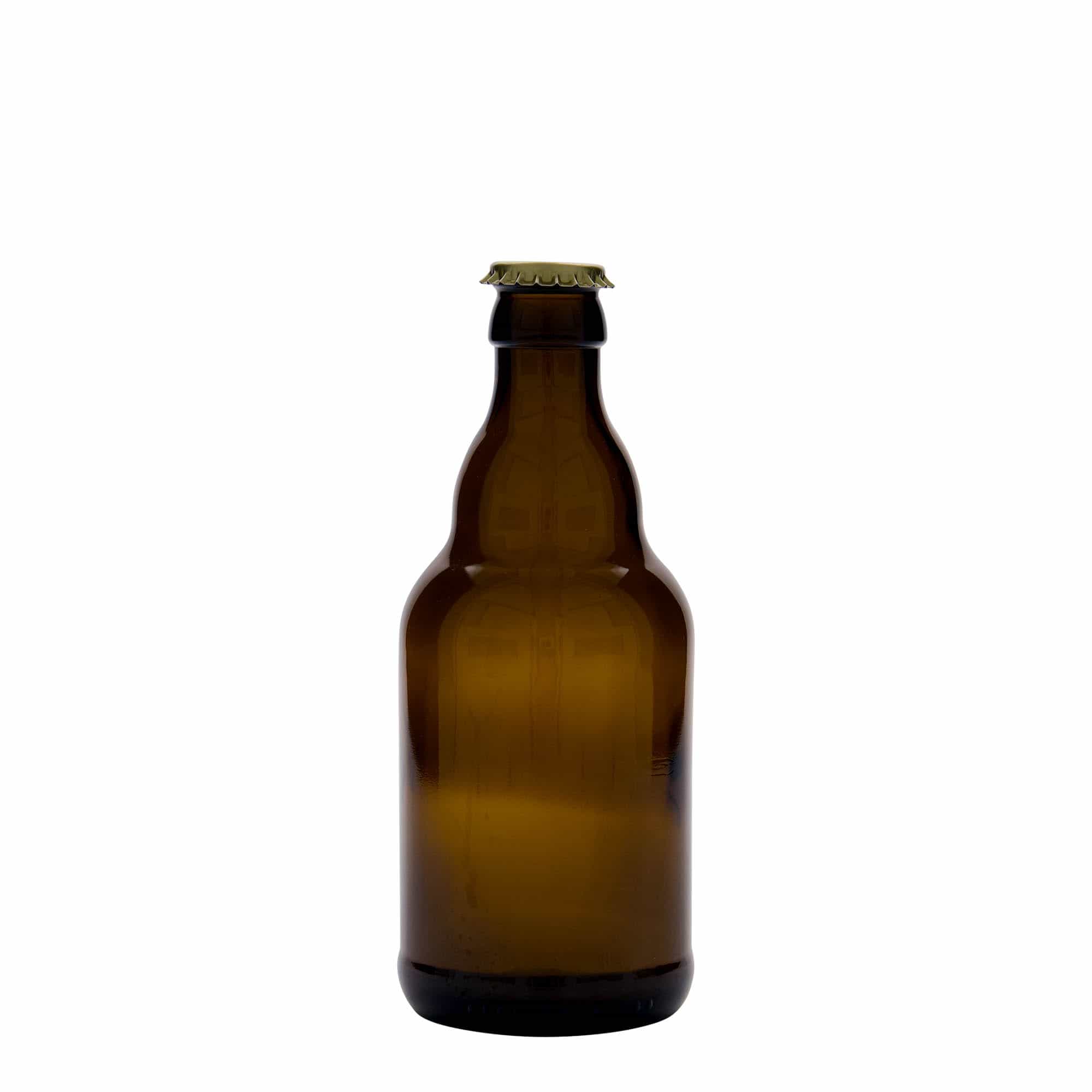 330 ml ølflaske 'Steinie', glass, brun, åpning: kronkapsel